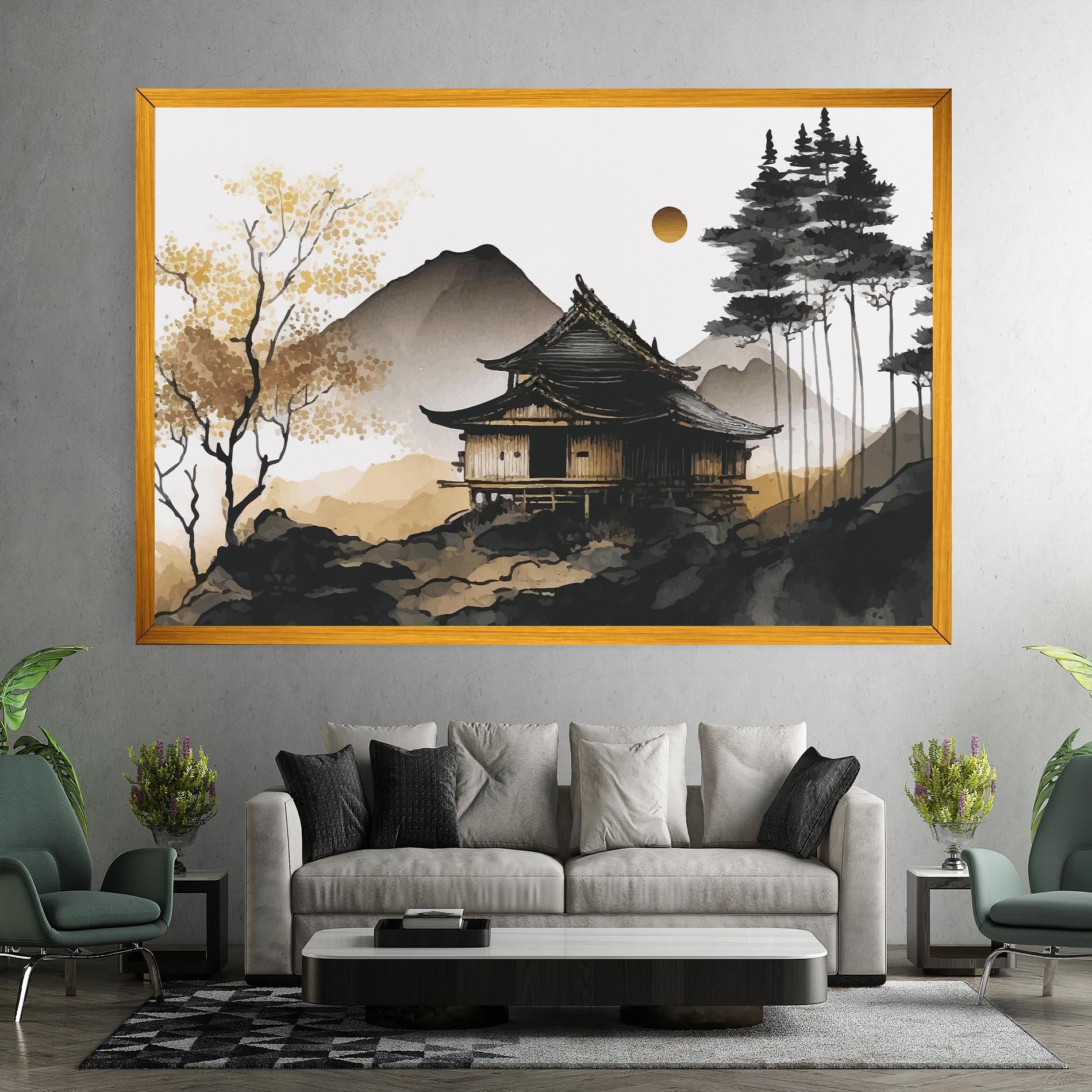Leinwandbild Gold Japanese Temple mockup 7