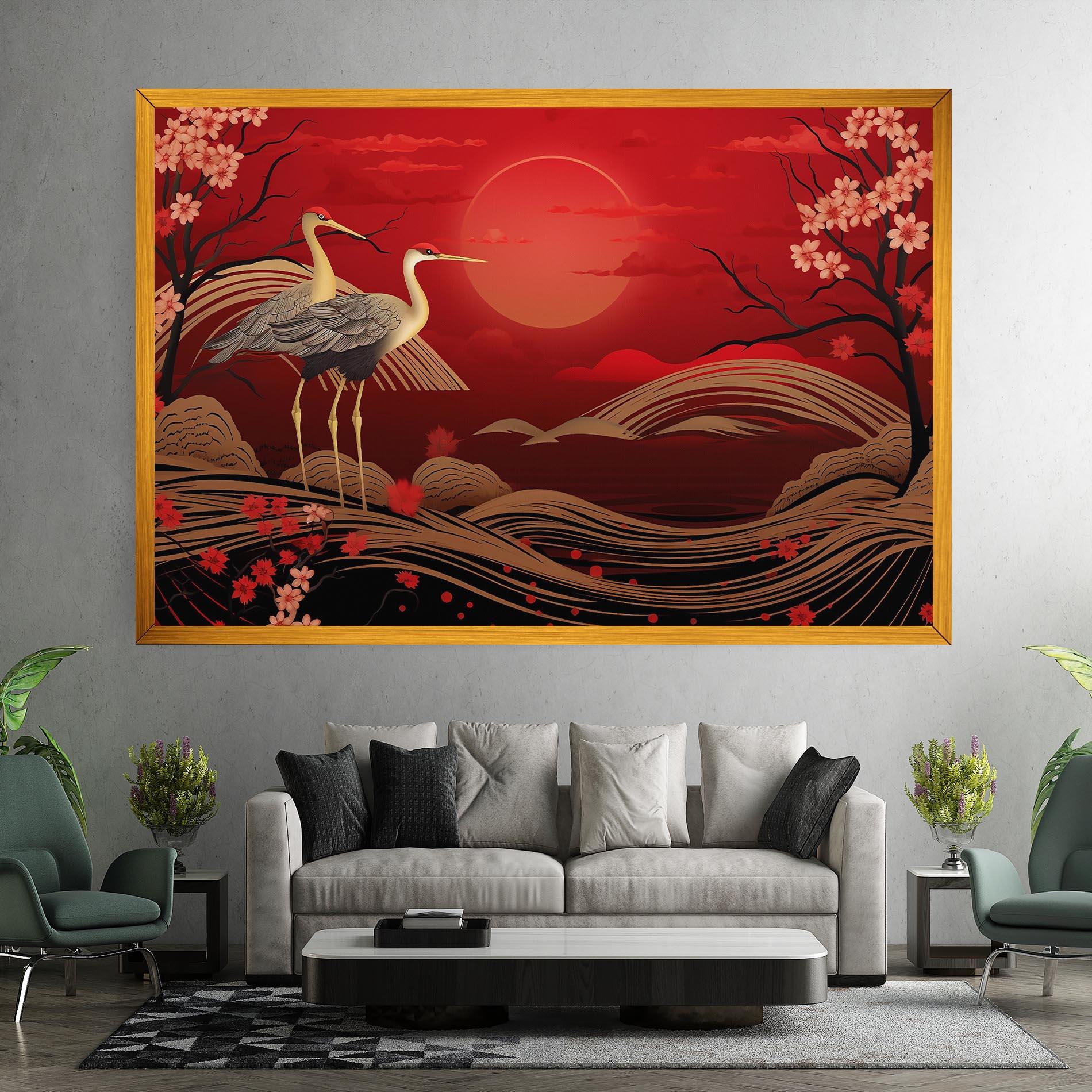 Leinwandbild Gold Landscape Painting mockup 7