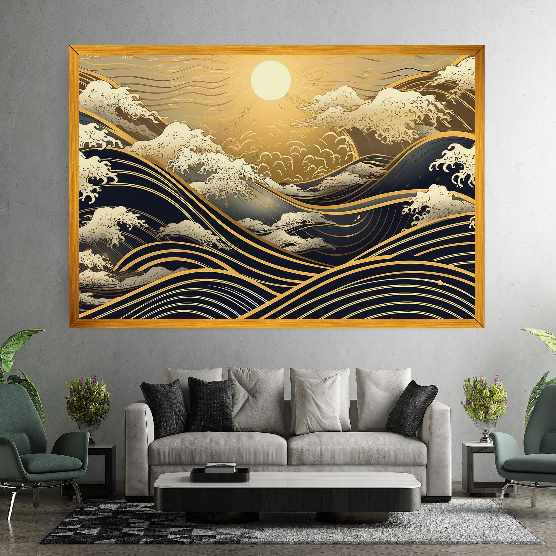 Leinwandbild Gold Waves Landscape mockup 7
