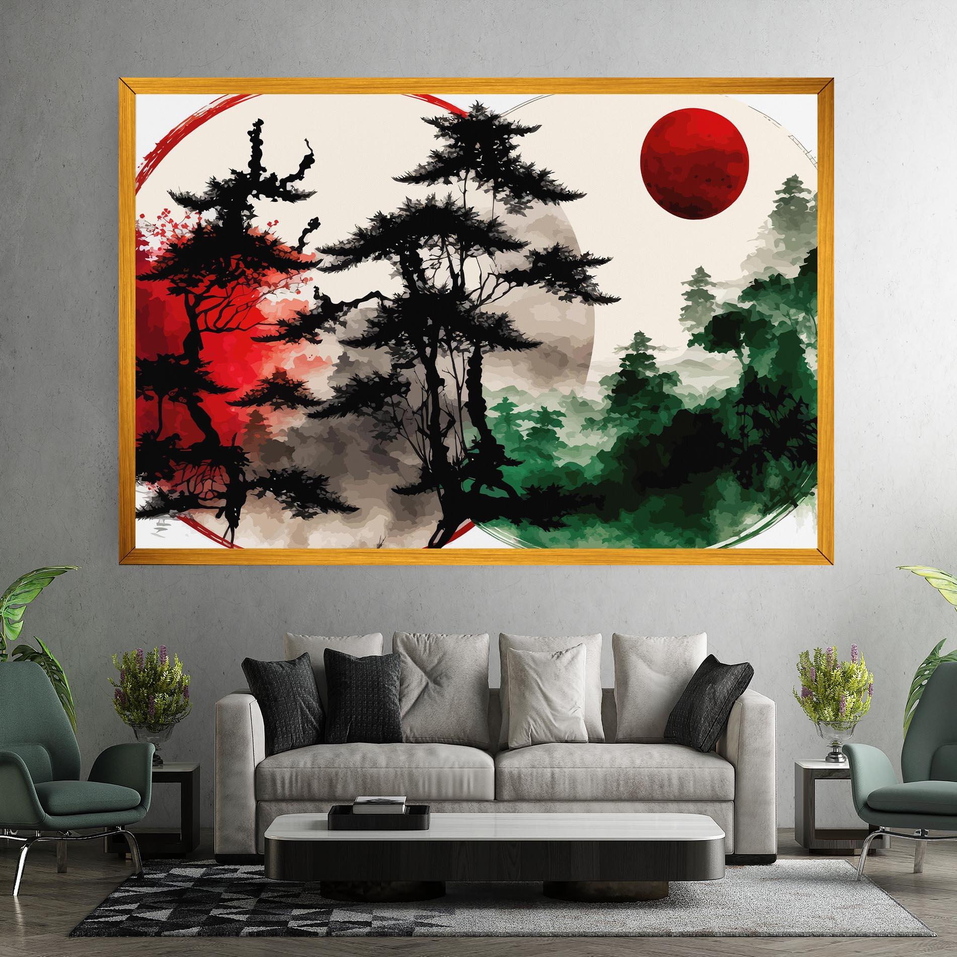 Leinwandbild Green Red Tree Art mockup 7