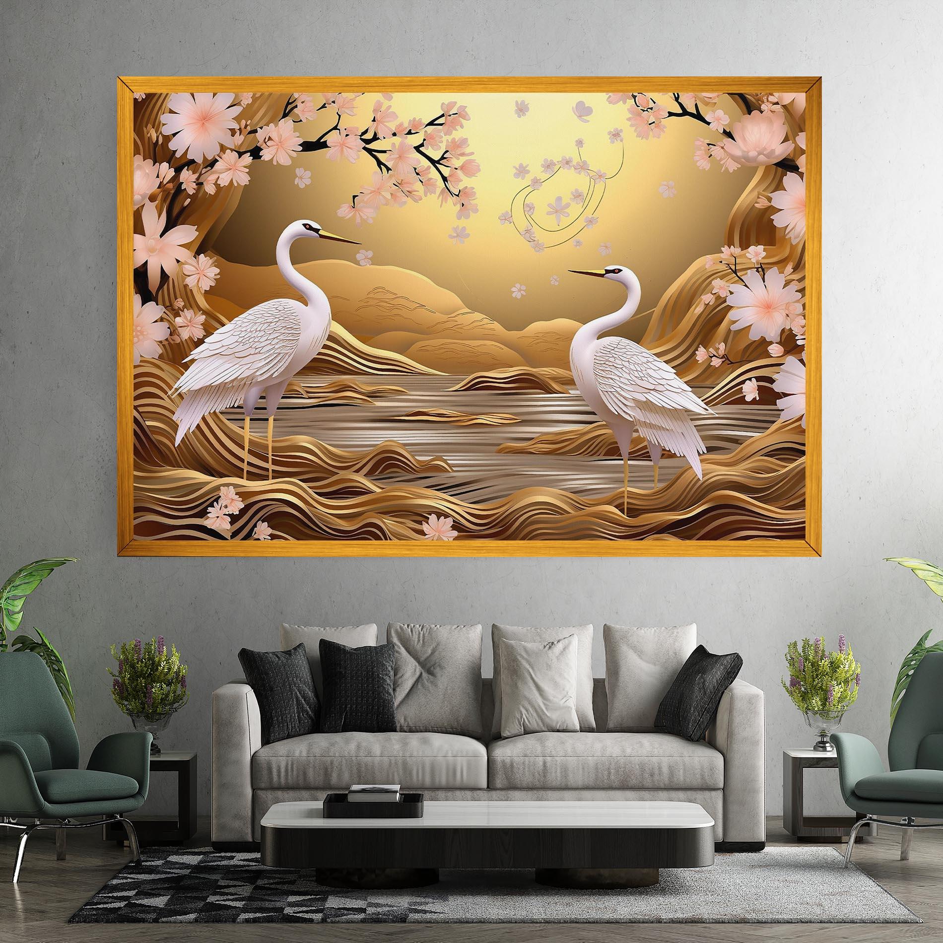 Leinwandbild Pink Chinese Flowers mockup 7