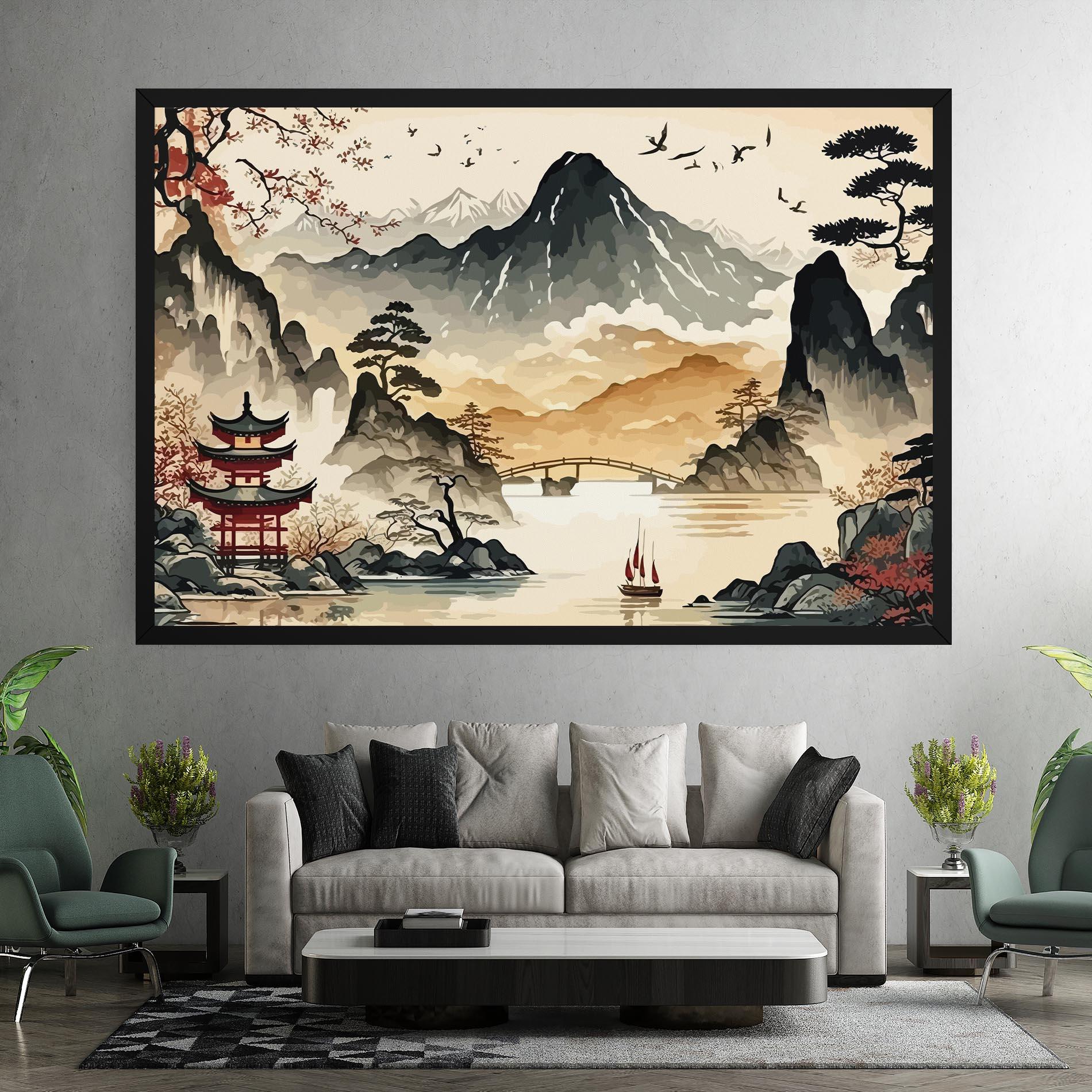Leinwandbild Asian Mountain View mockup 7