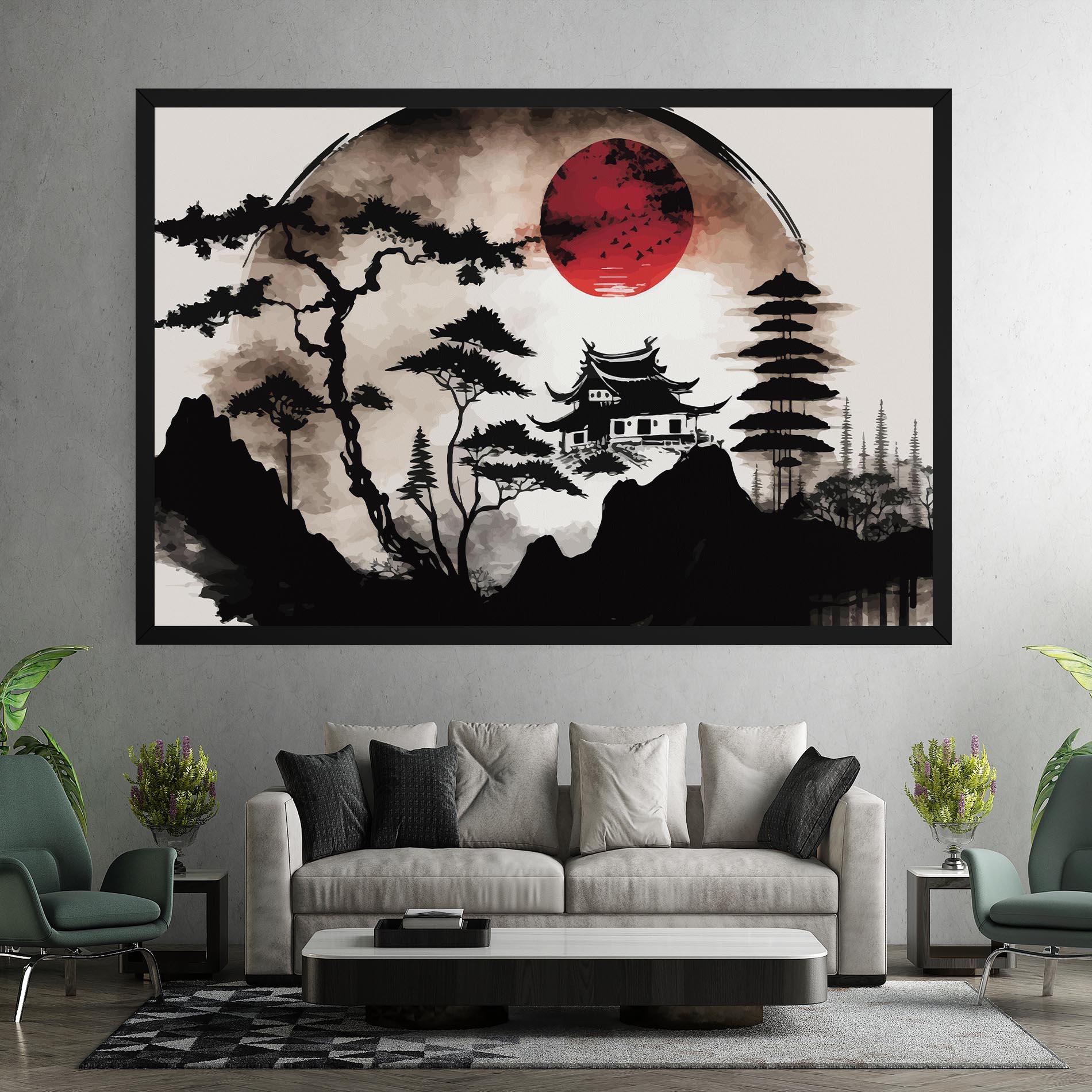 Leinwandbild Asian Red Moon mockup 7
