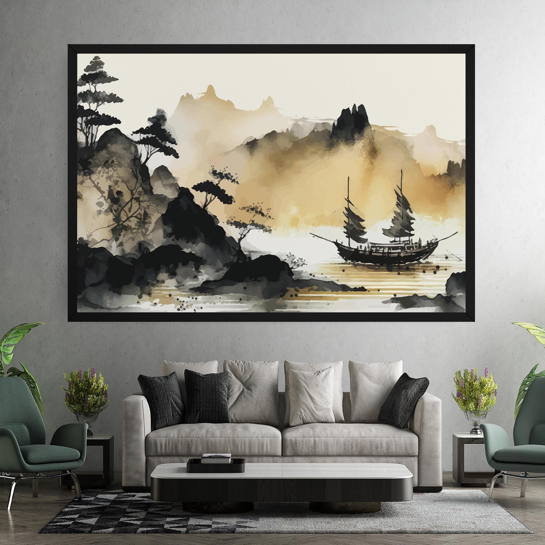 Leinwandbild Asiatic Grey Cream mockup 7