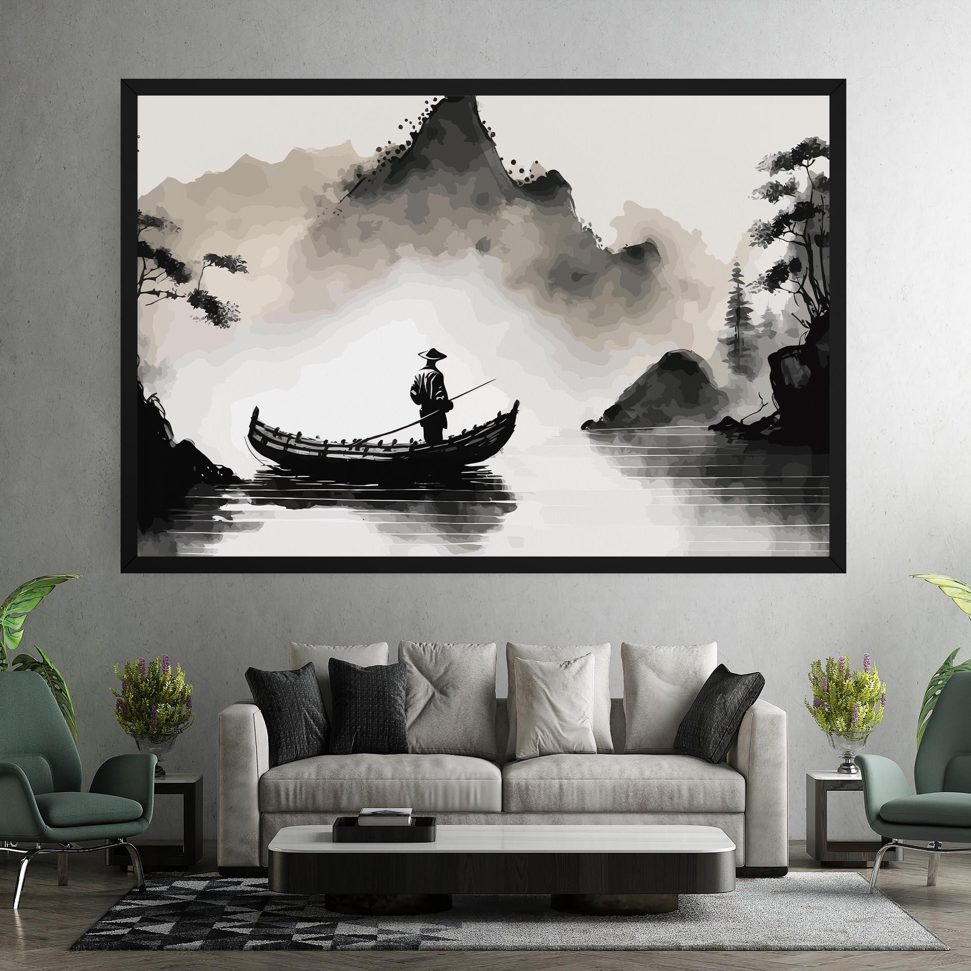 Leinwandbild Black Ink Boat mockup 7
