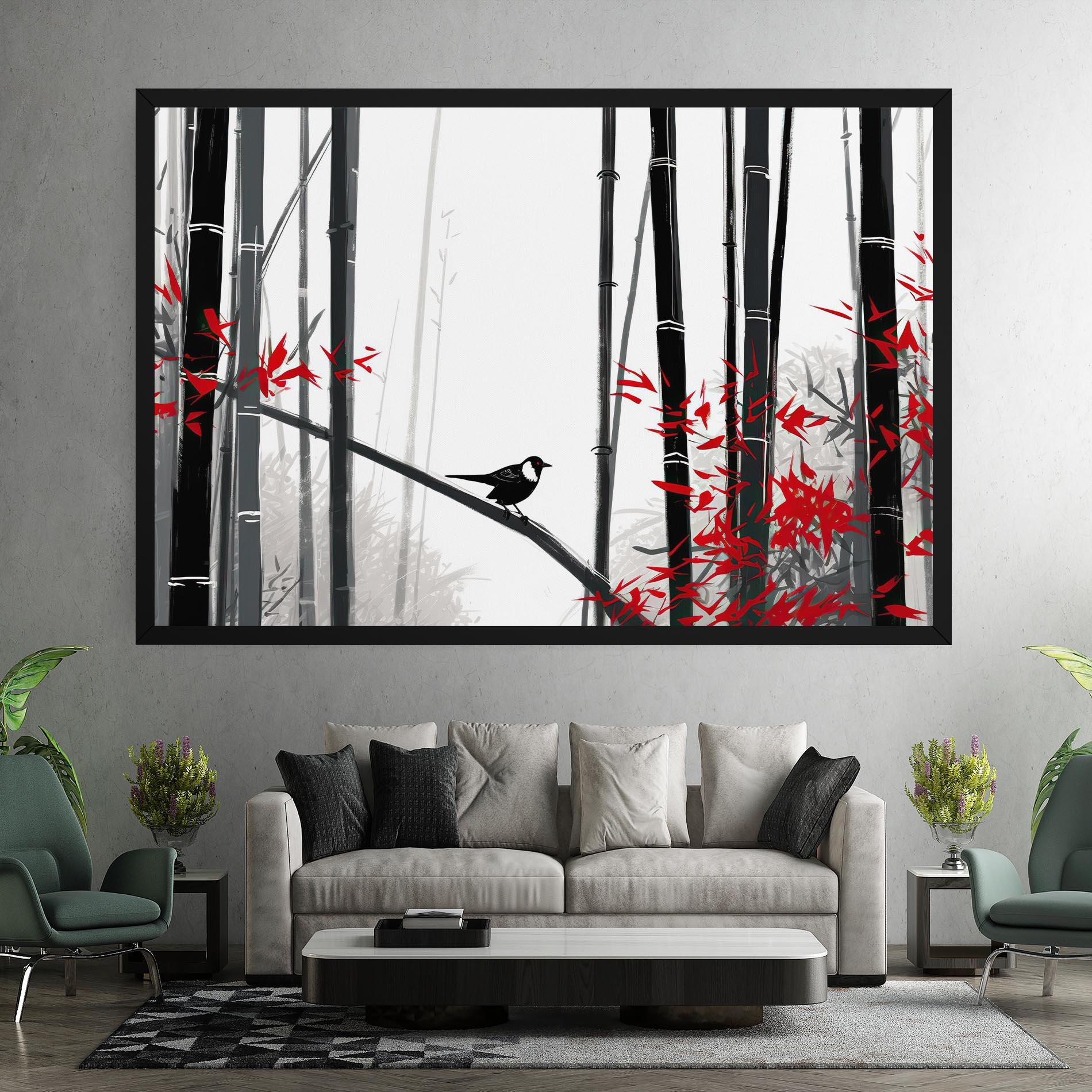 Leinwandbild Chinese Red Leafs mockup 7