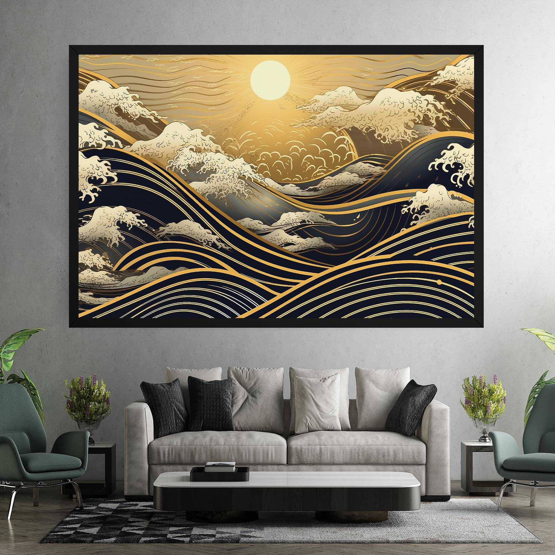 Leinwandbild Gold Waves Landscape mockup 7