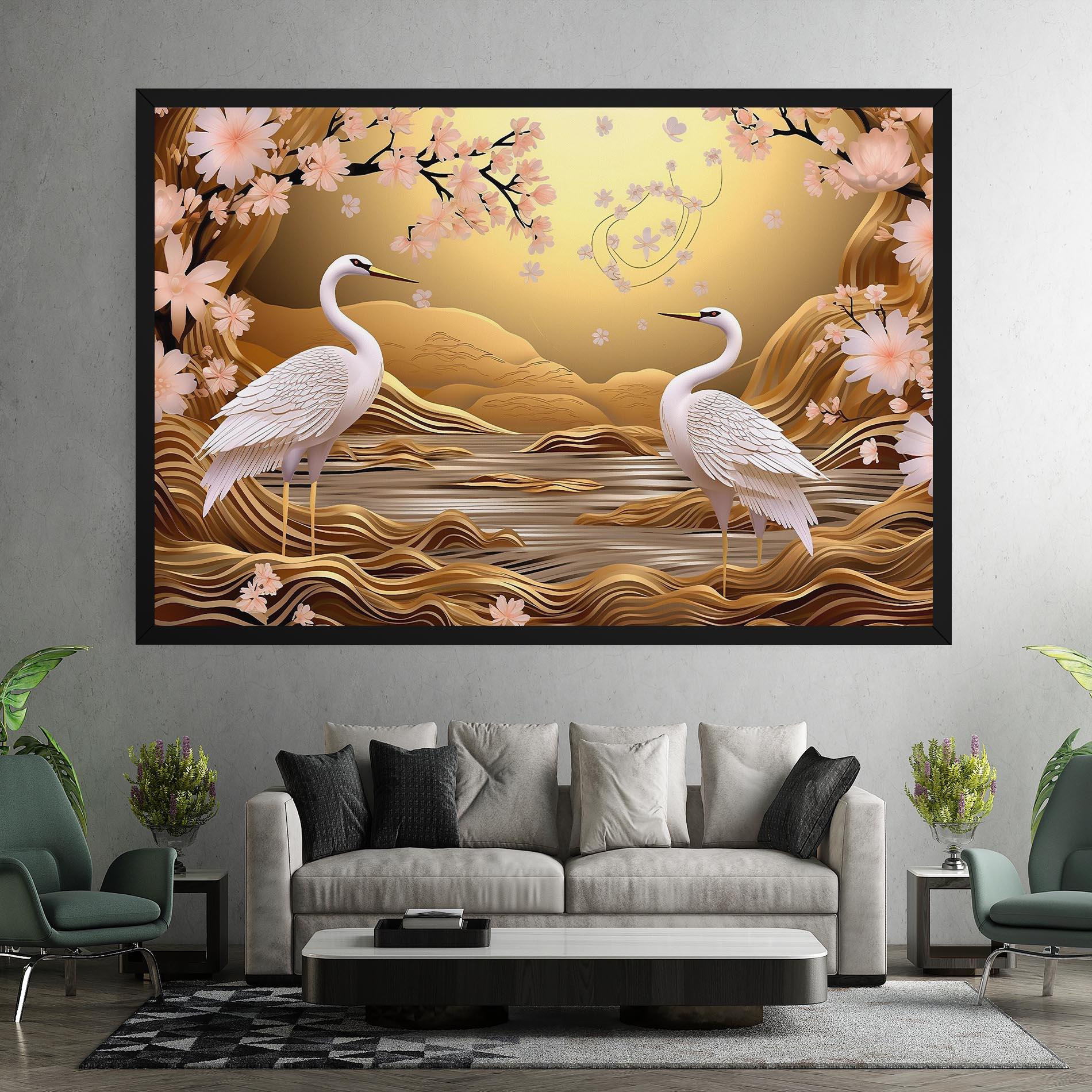 Leinwandbild Pink Chinese Flowers mockup 7