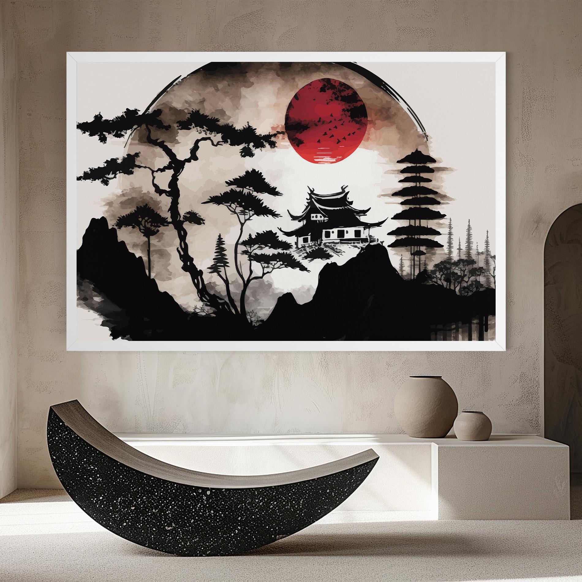 Leinwandbild Asian Red Moon mockup 8