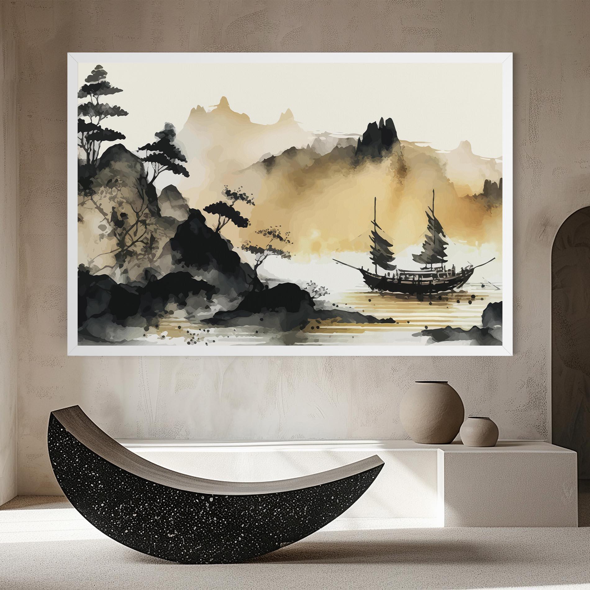 Leinwandbild Asiatic Grey Cream mockup 8
