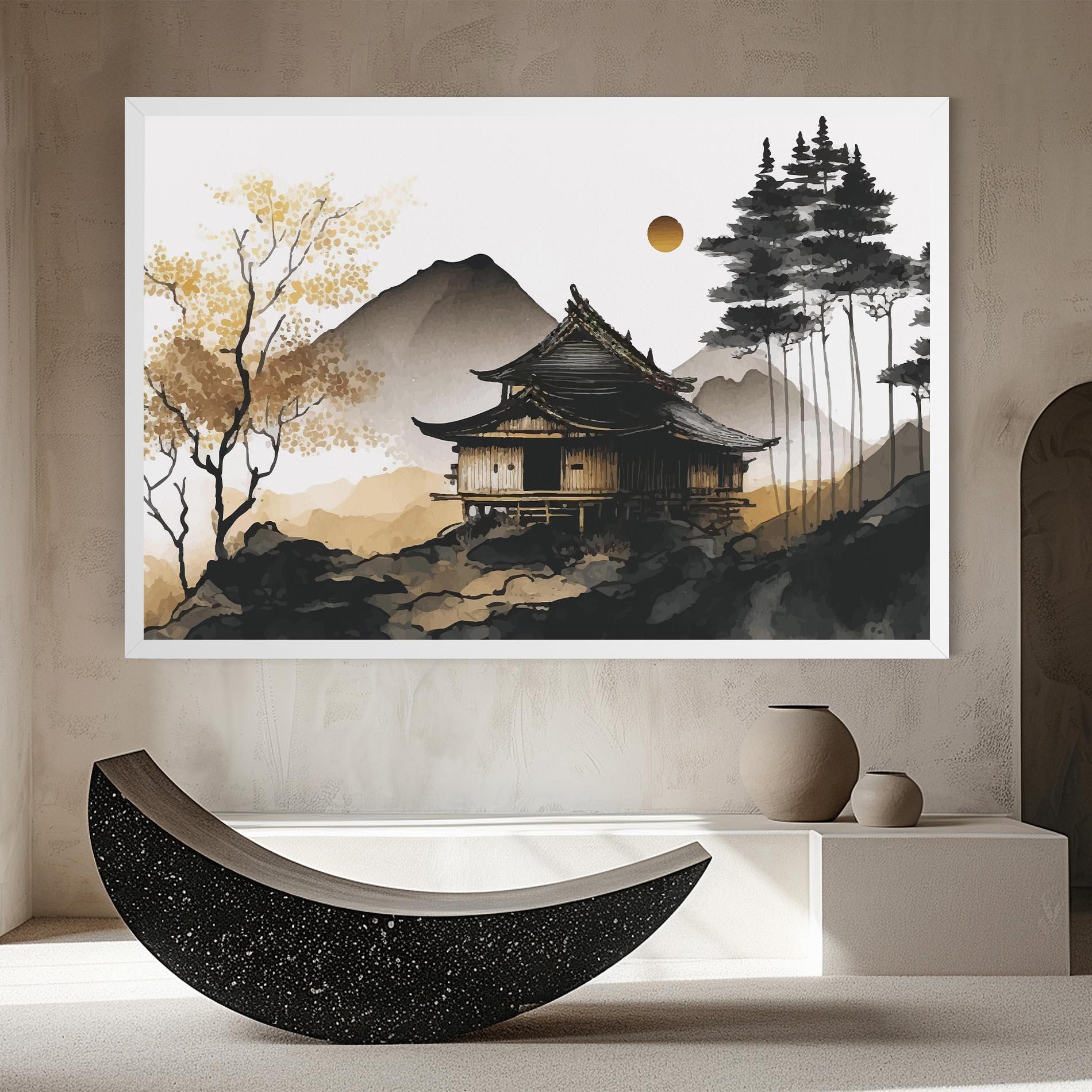 Leinwandbild Gold Japanese Temple mockup 8