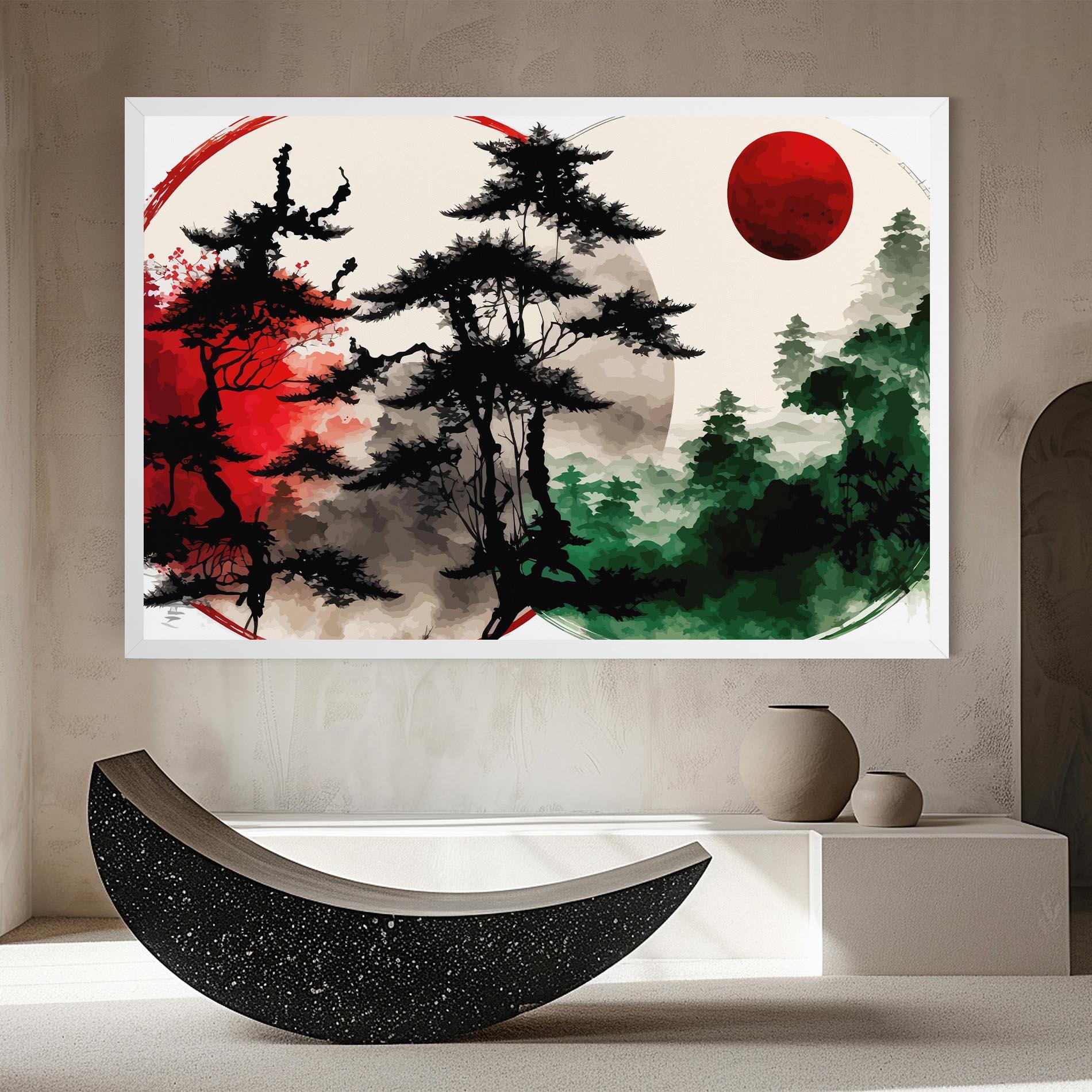 Leinwandbild Green Red Tree Art mockup 8