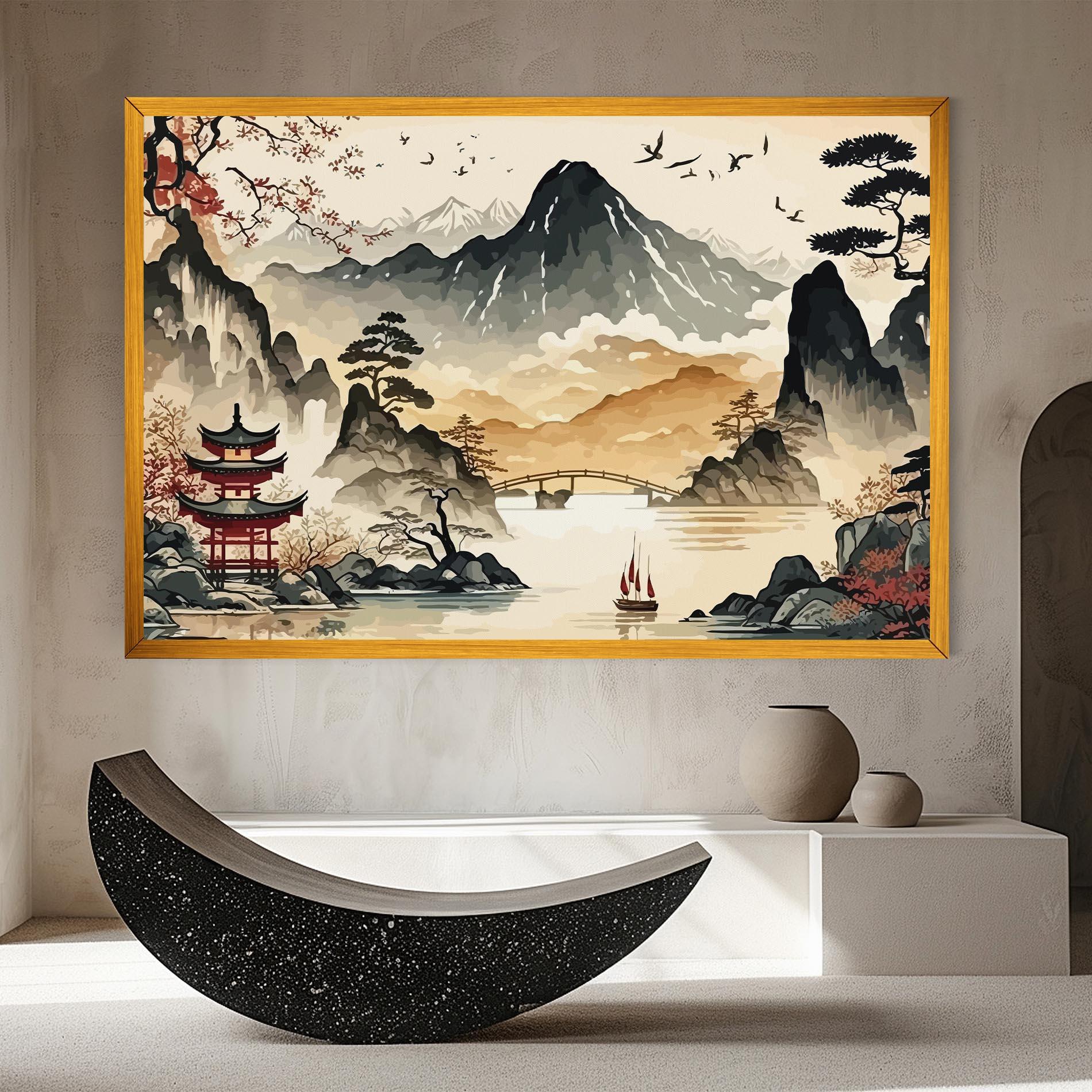 Leinwandbild Asian Mountain View mockup 8