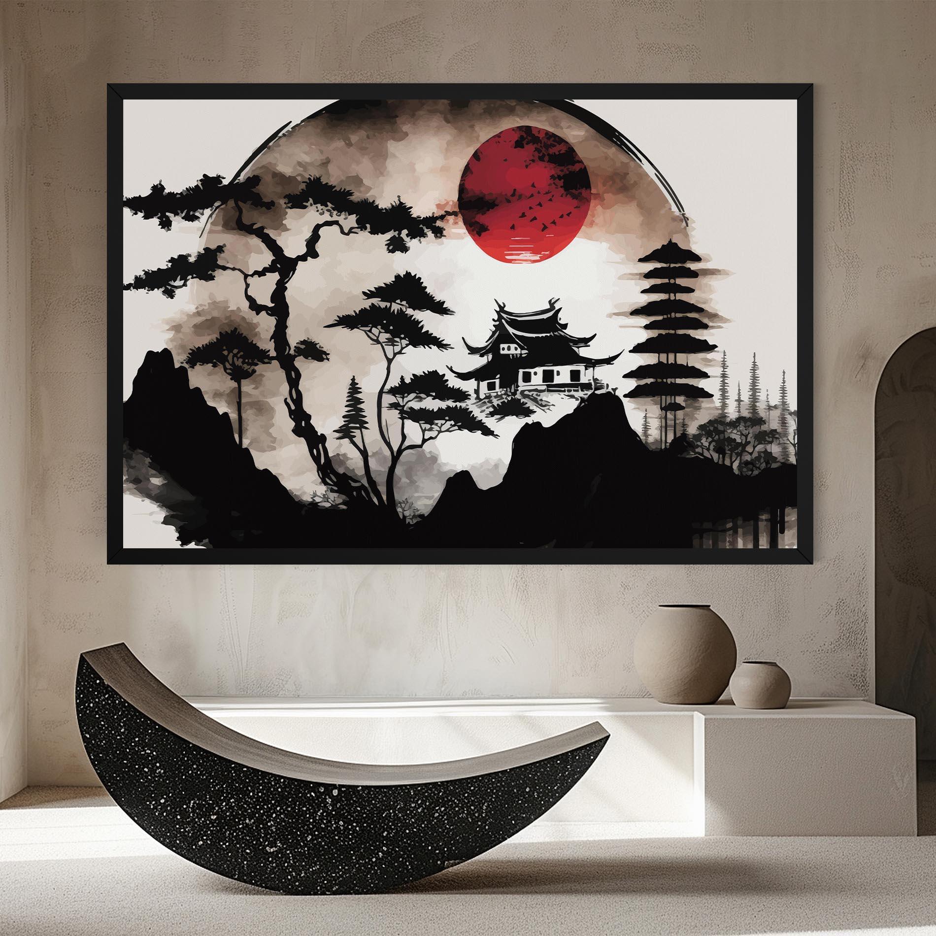 Leinwandbild Asian Red Moon mockup 8