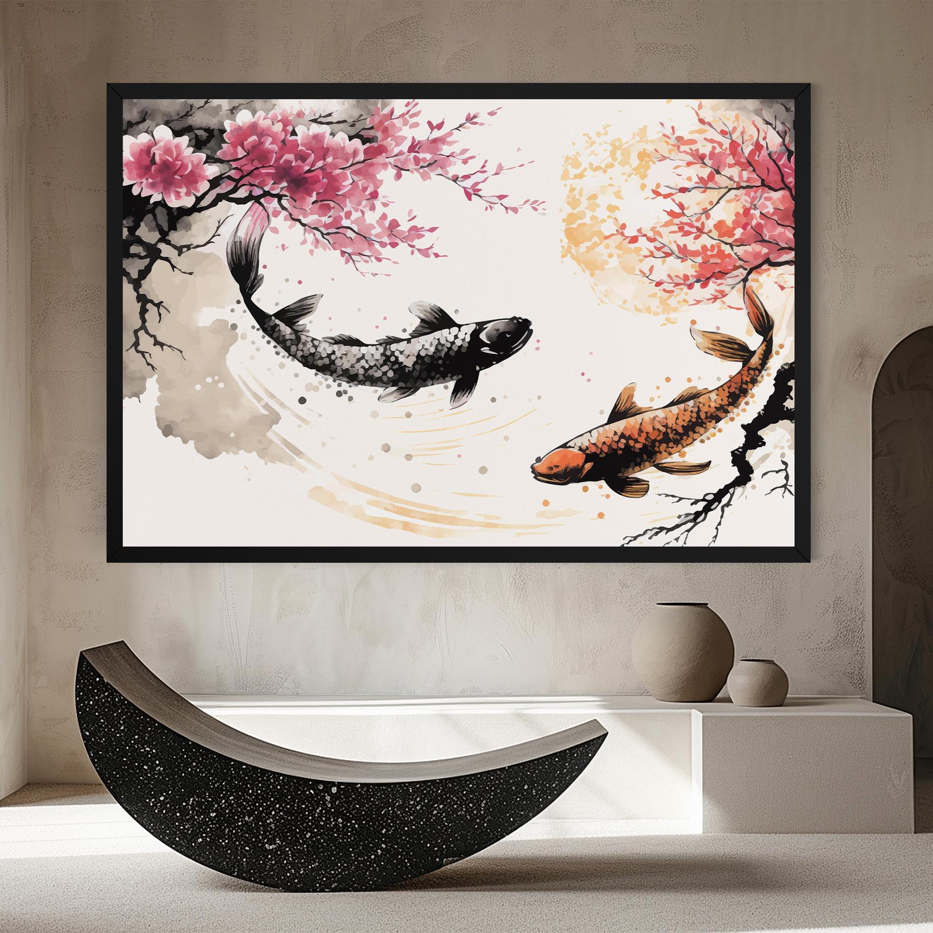 Leinwandbild Asiatic Flower Fish mockup 8