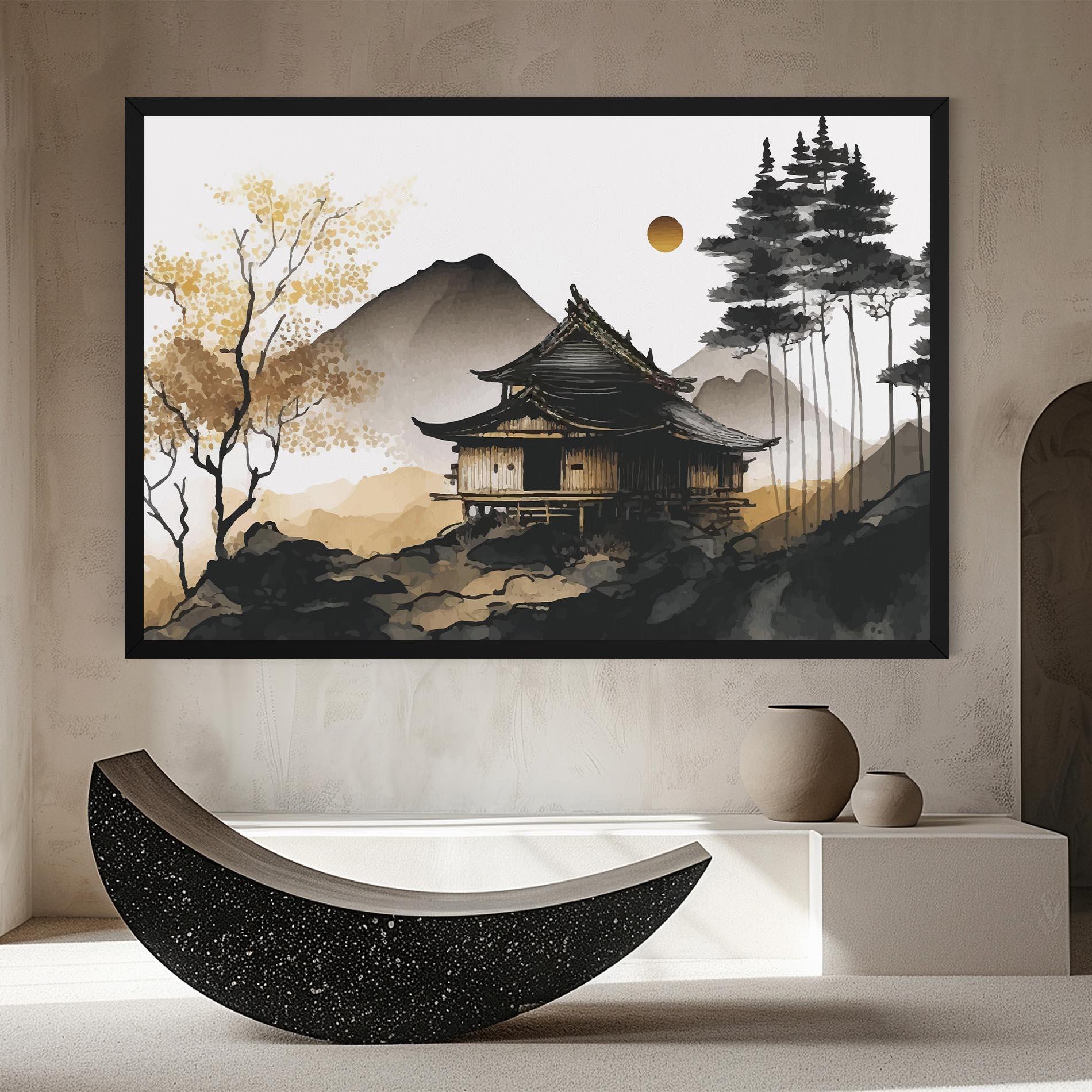 Leinwandbild Gold Japanese Temple mockup 8