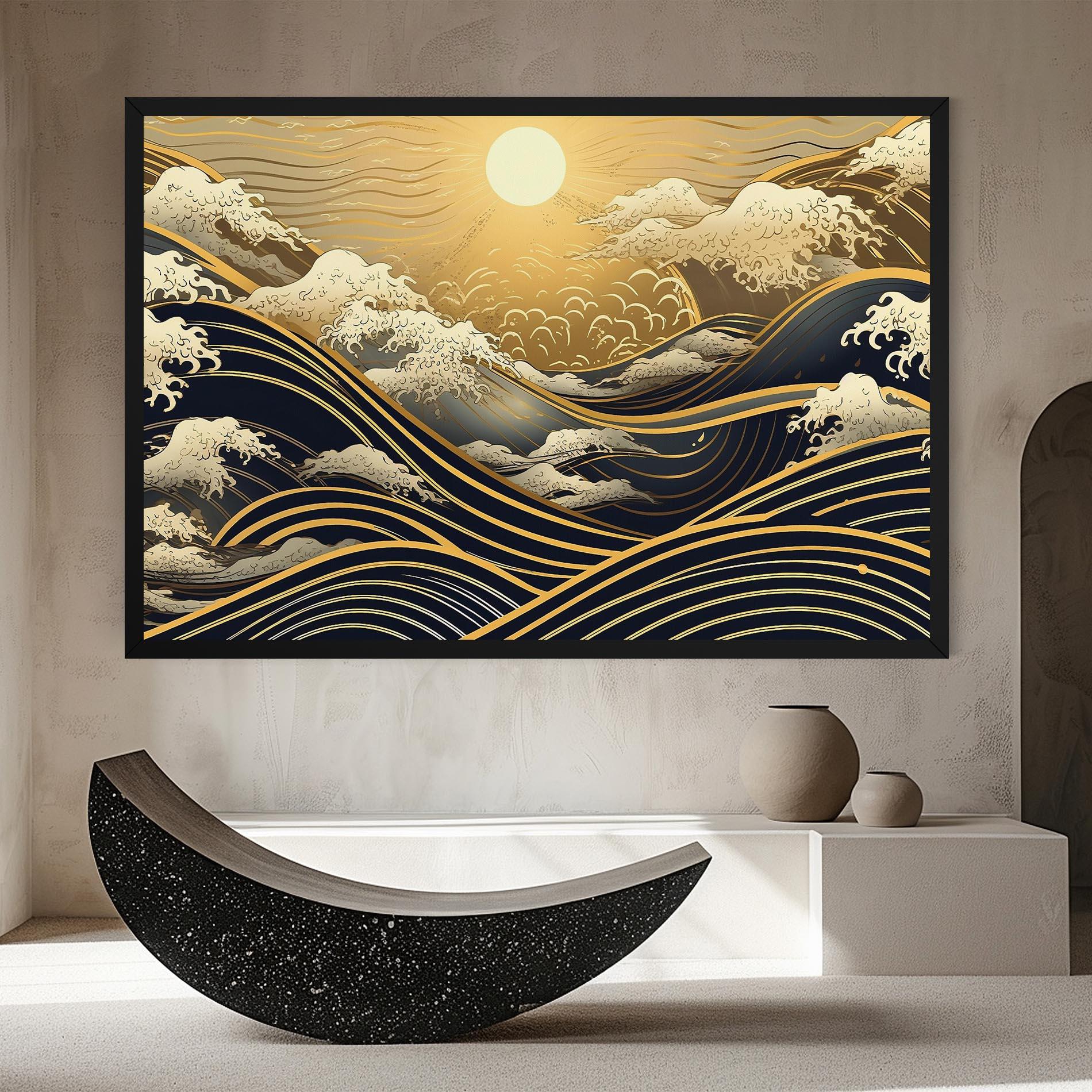 Leinwandbild Gold Waves Landscape mockup 8