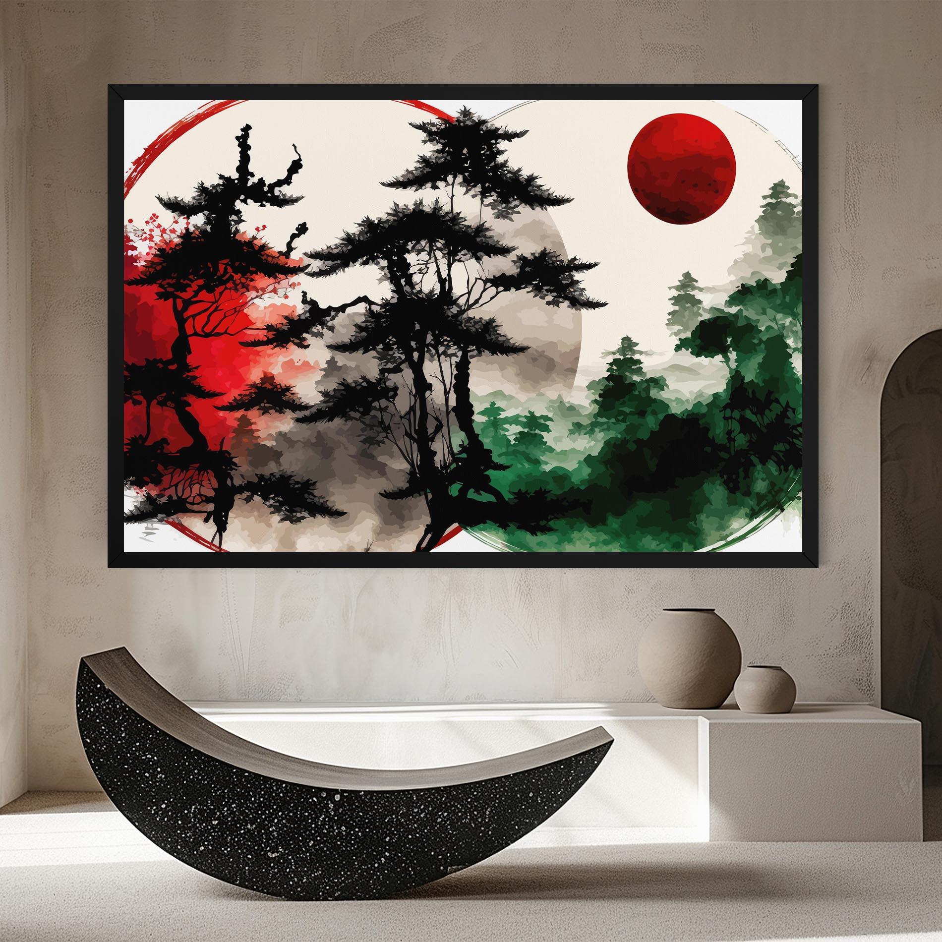 Leinwandbild Green Red Tree Art mockup 8