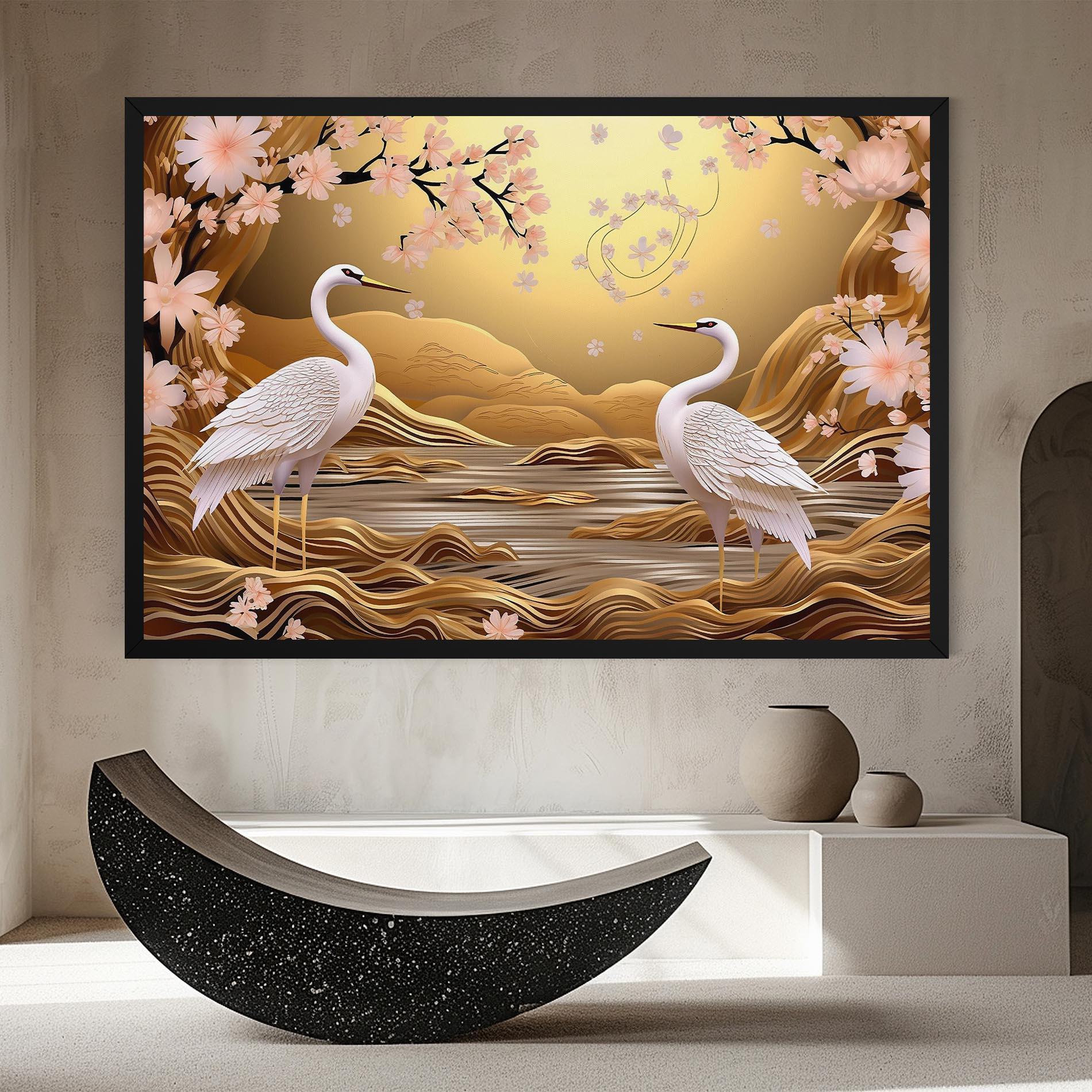 Leinwandbild Pink Chinese Flowers mockup 8