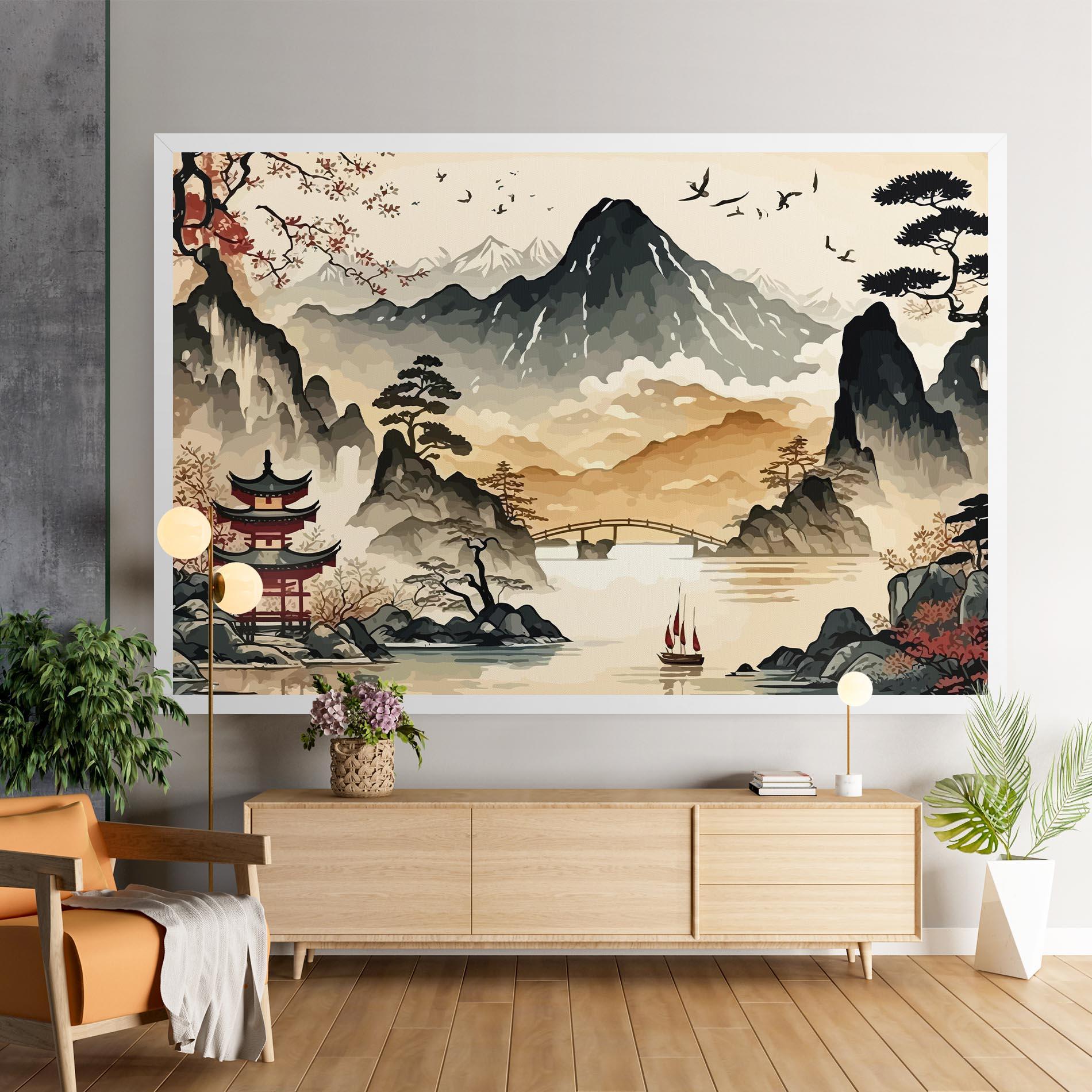 Leinwandbild Asian Mountain View mockup 9
