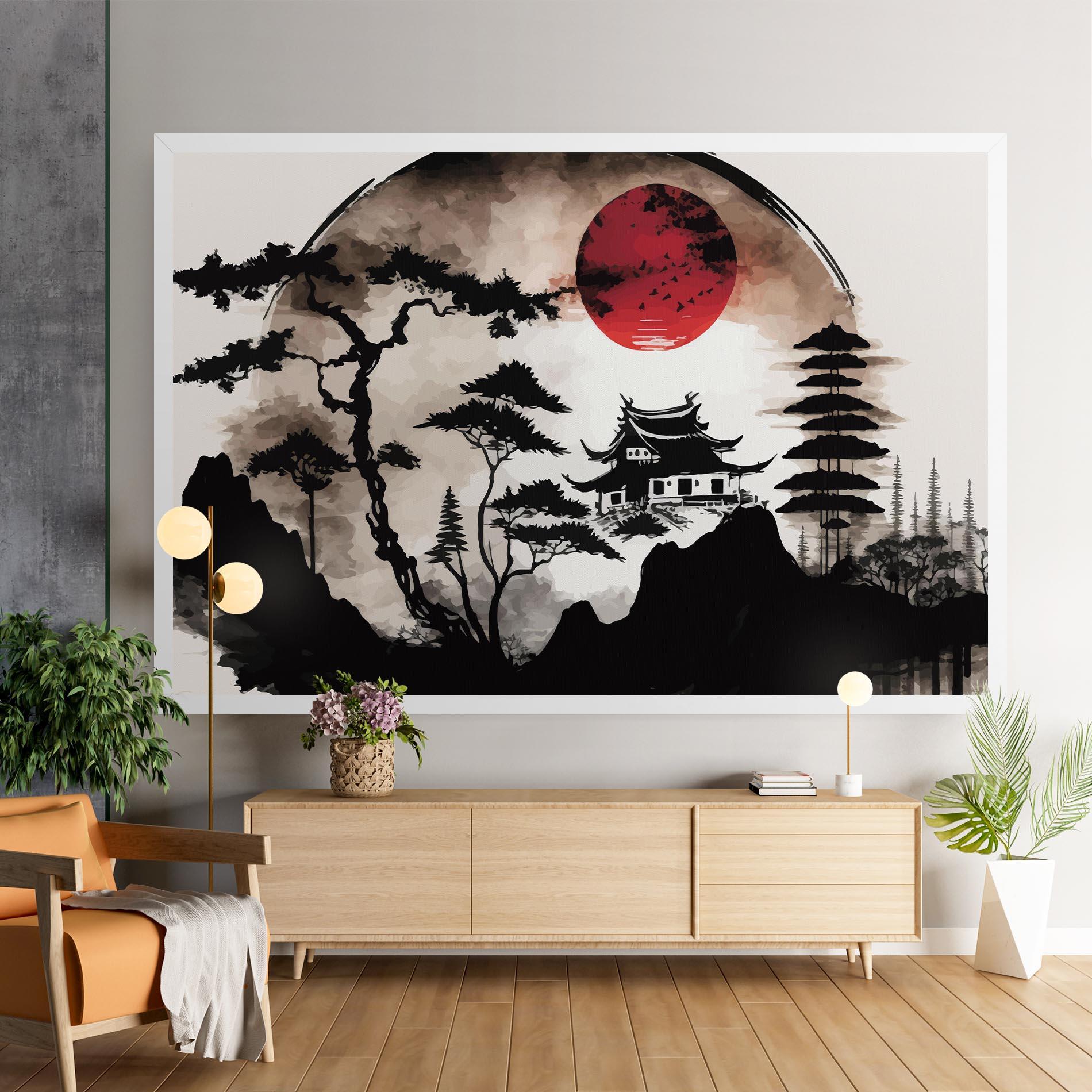 Leinwandbild Asian Red Moon mockup 9