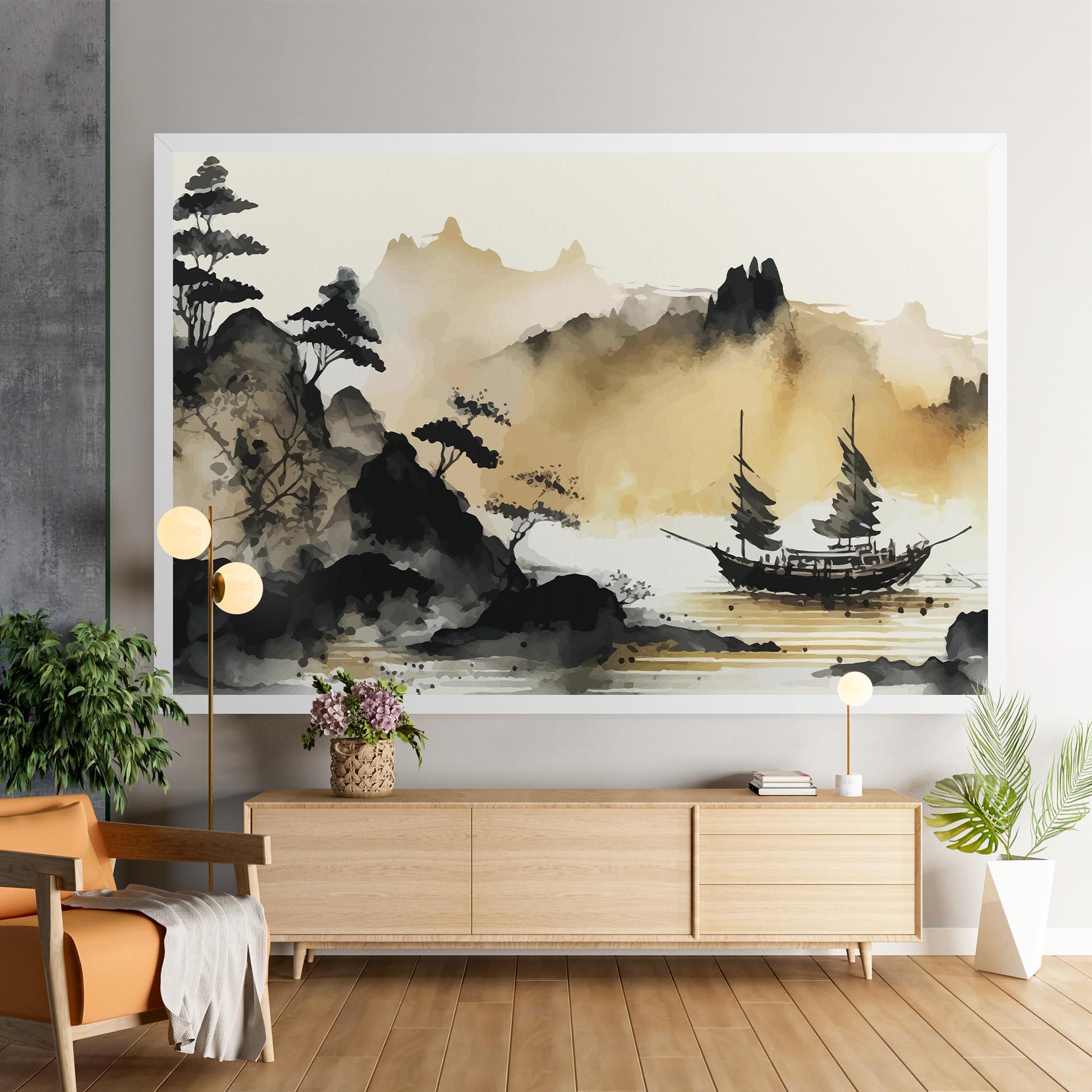 Leinwandbild Asiatic Grey Cream mockup 9