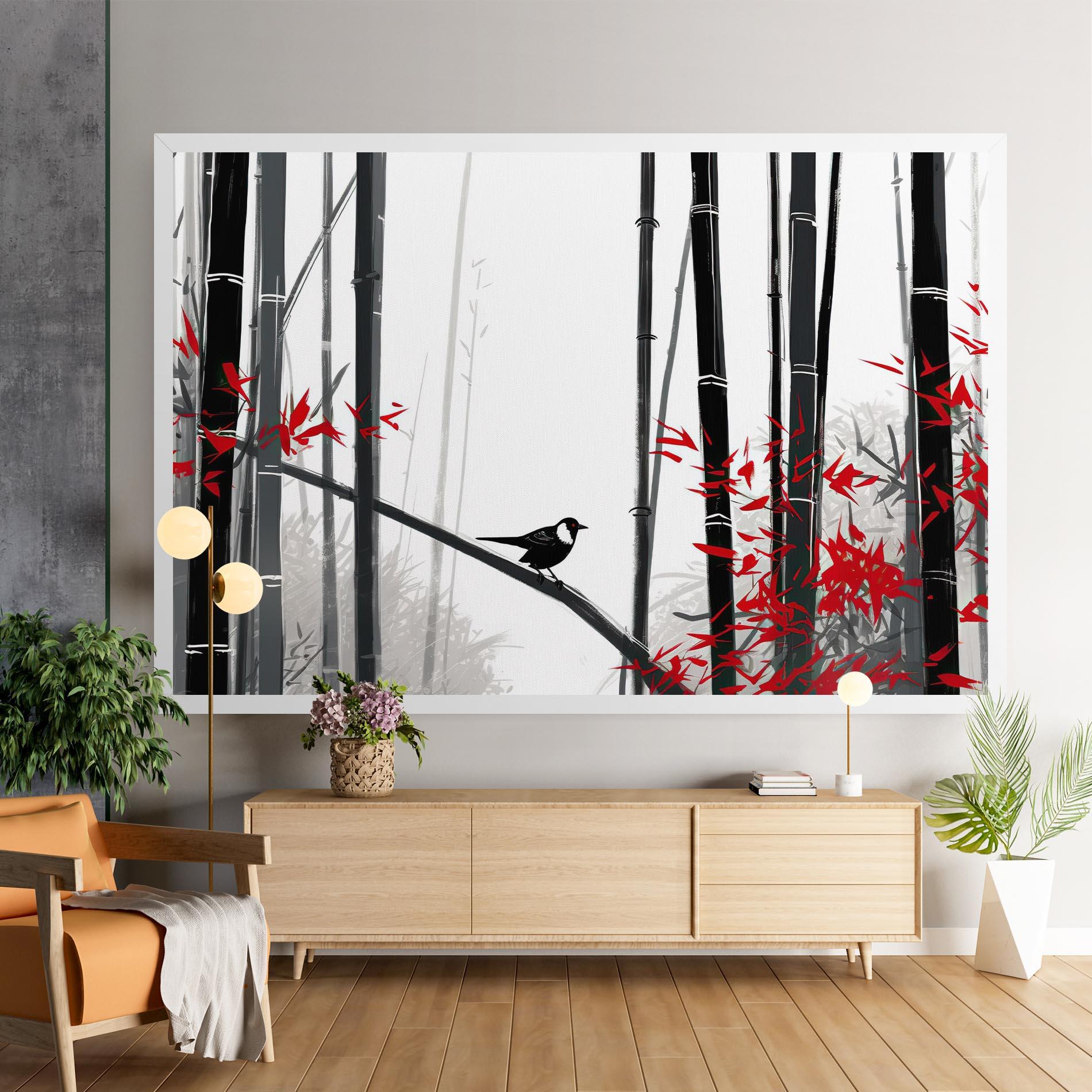 Leinwandbild Chinese Red Leafs mockup 9