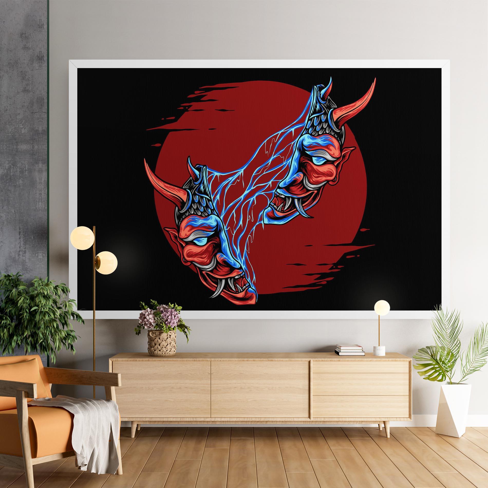 Leinwandbild Japanese Mask mockup 9