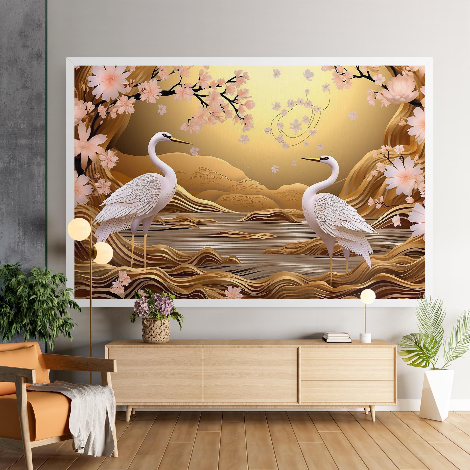 Leinwandbild Pink Chinese Flowers mockup 9