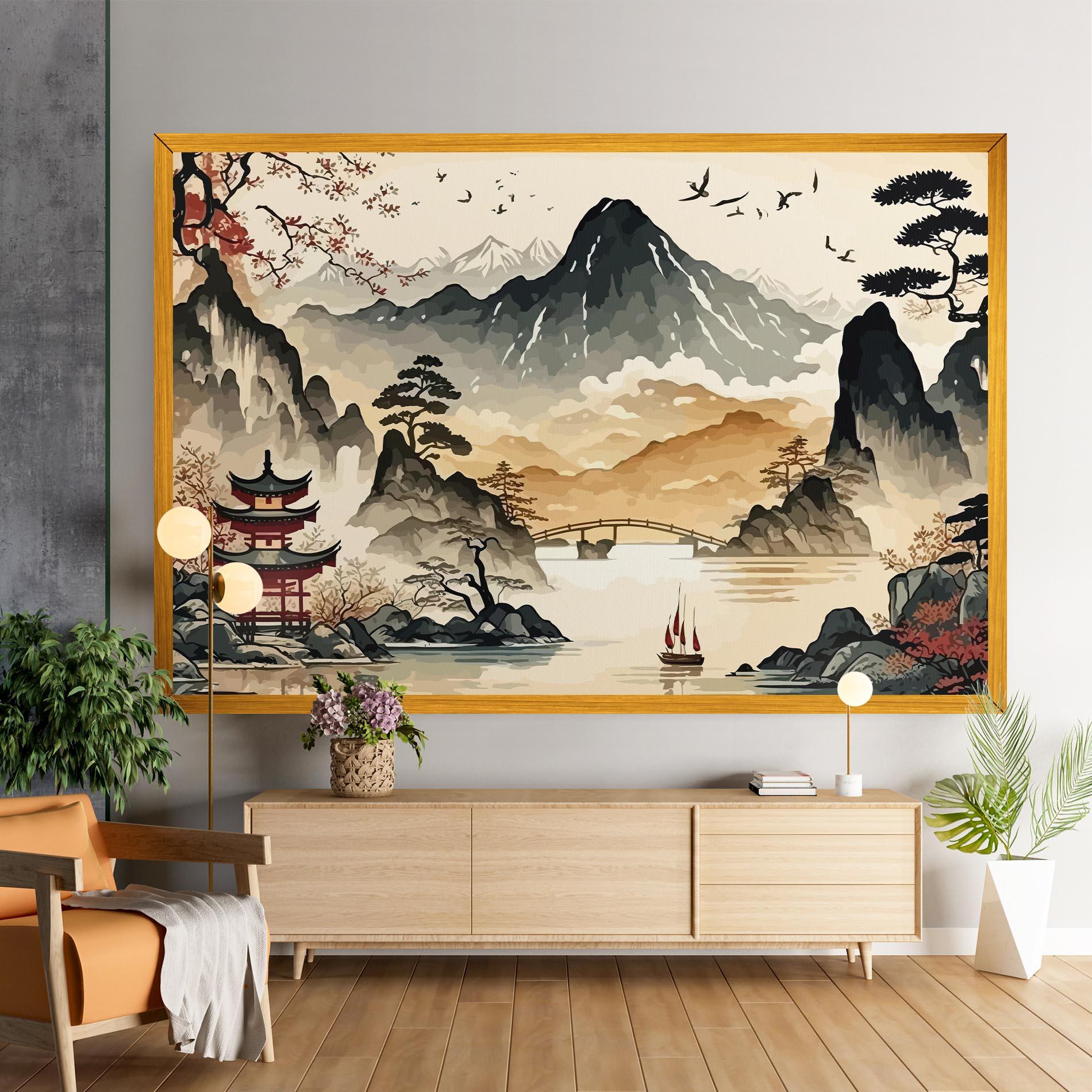 Leinwandbild Asian Mountain View mockup 9