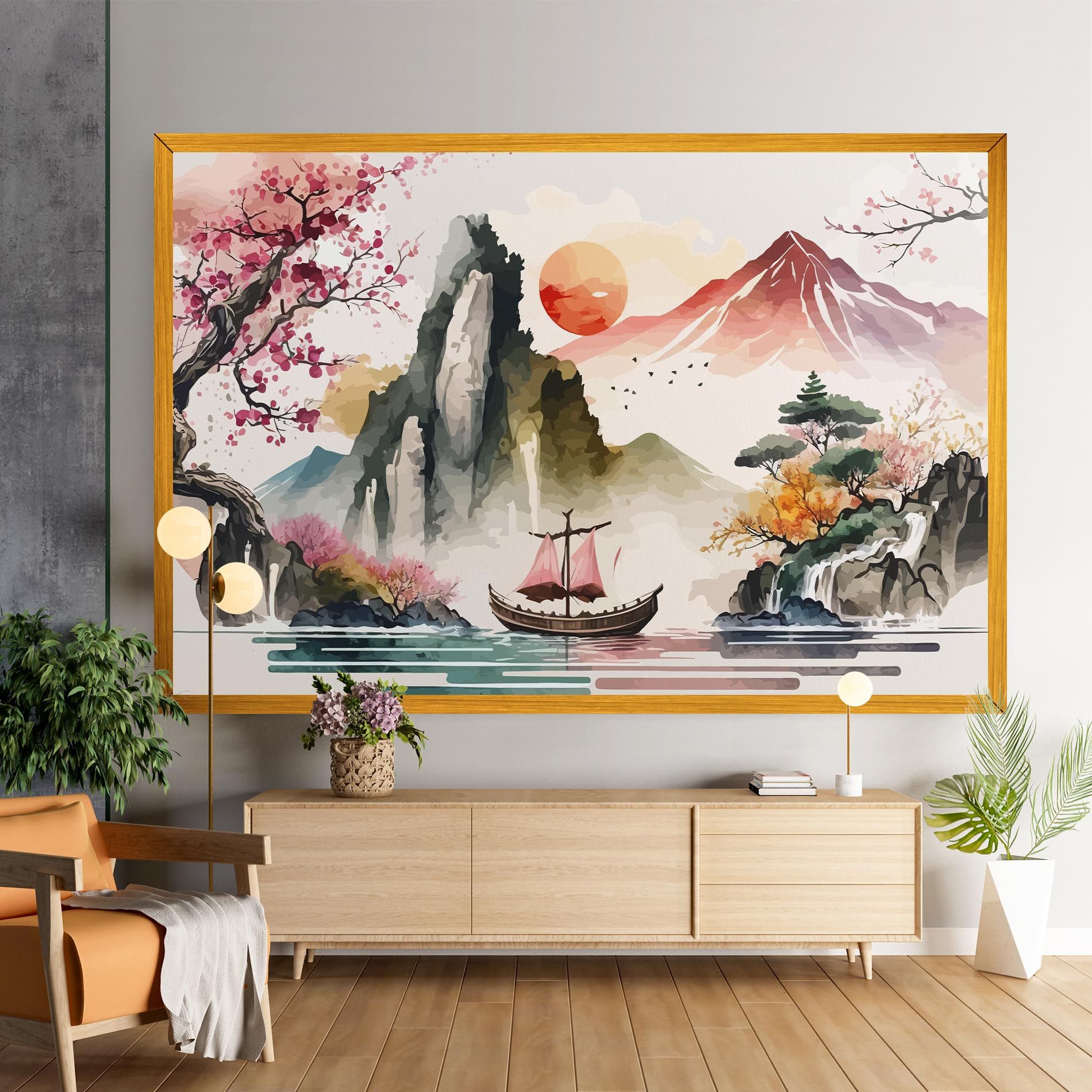 Asian Orange Sunset mockup 9