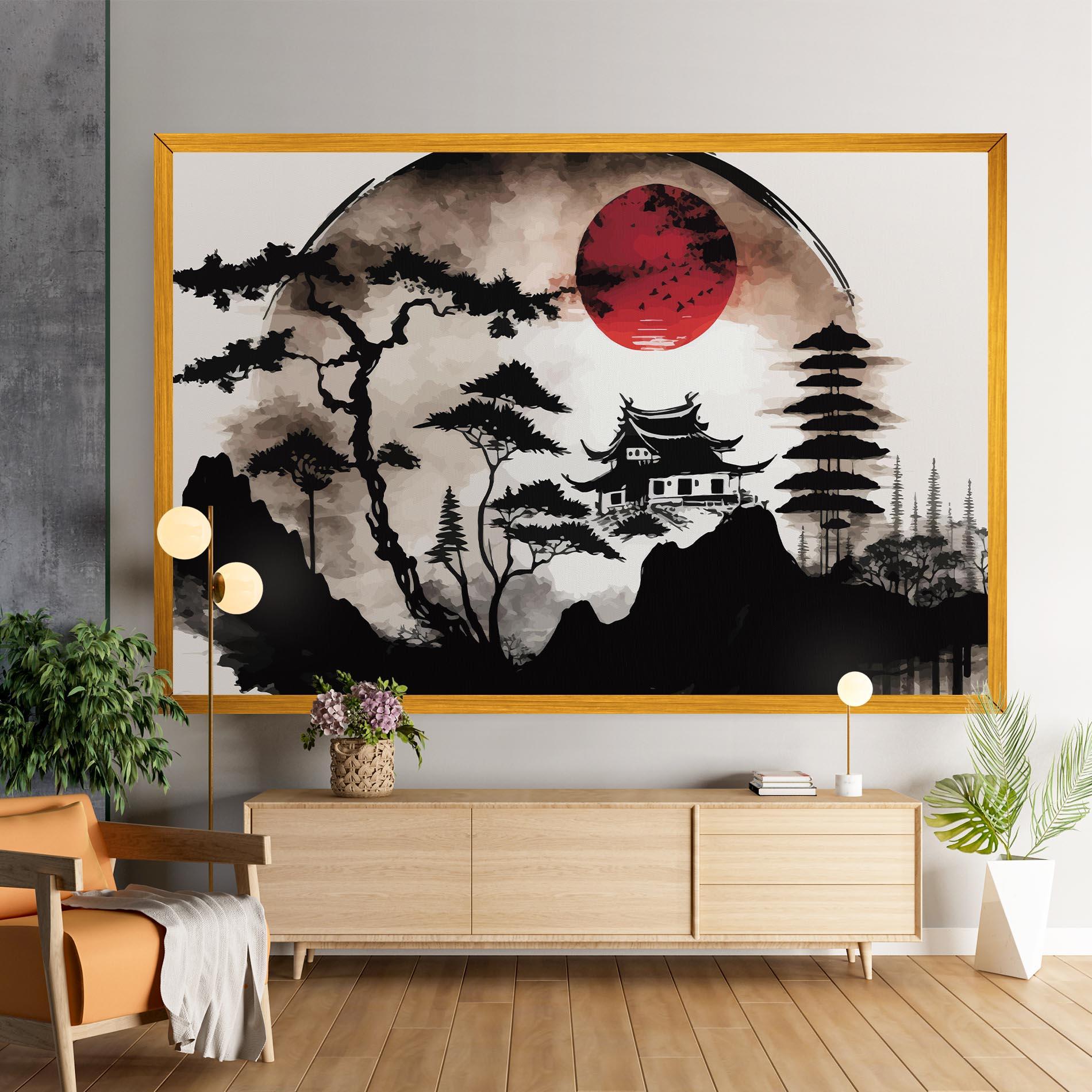 Leinwandbild Asian Red Moon mockup 9