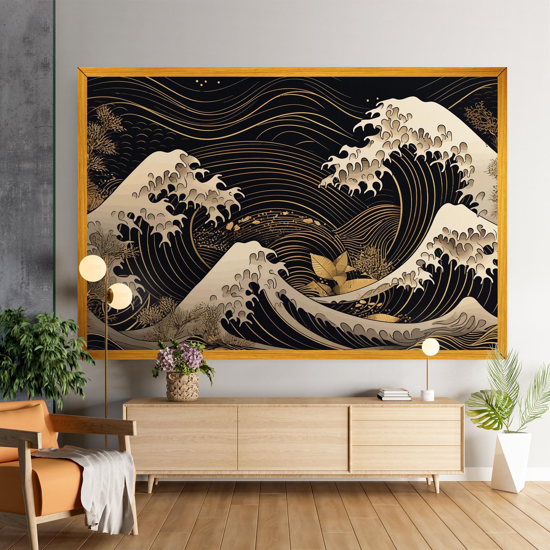 Leinwandbild Asiatic Gold Wave mockup 9