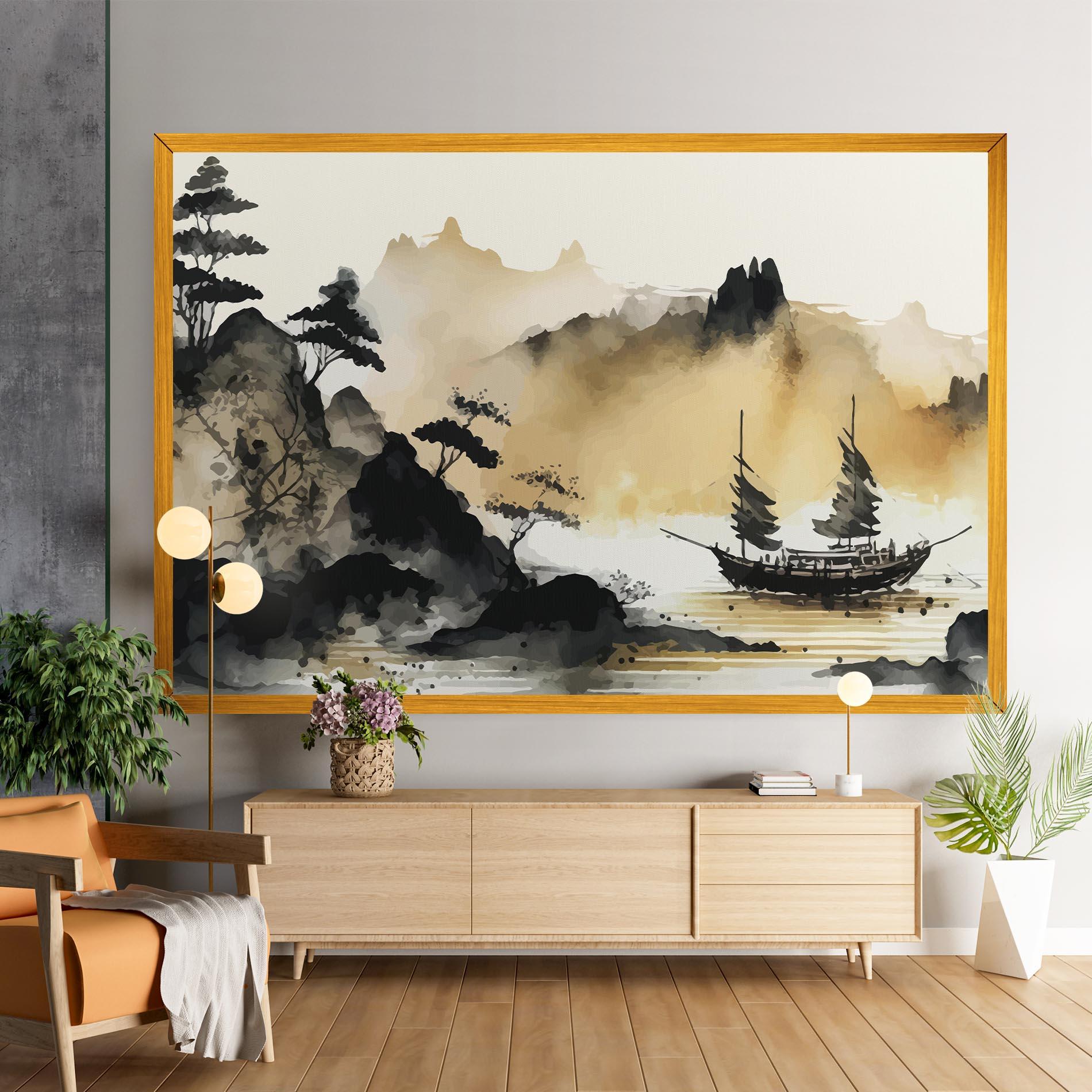 Leinwandbild Asiatic Grey Cream mockup 9
