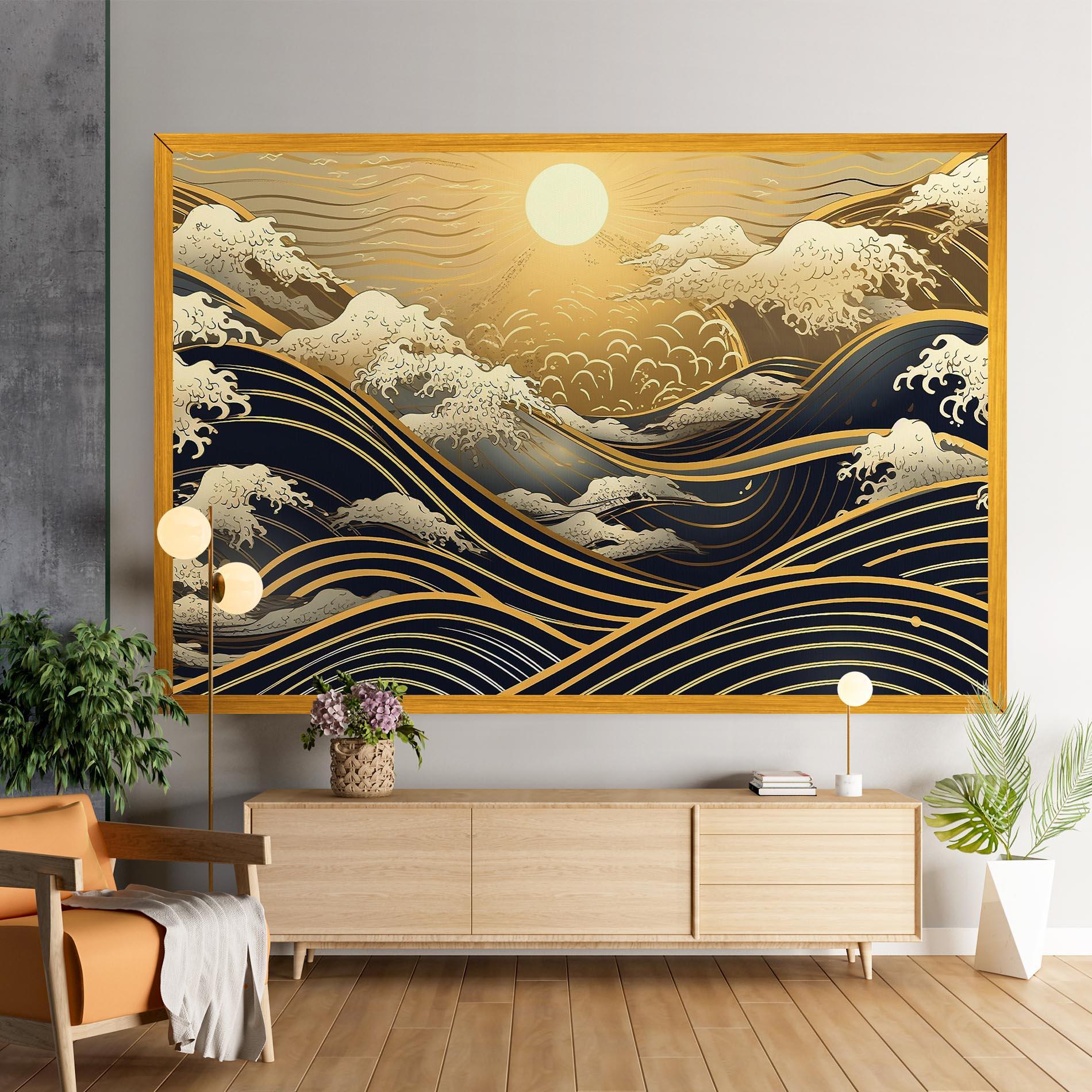 Leinwandbild Gold Waves Landscape mockup 9