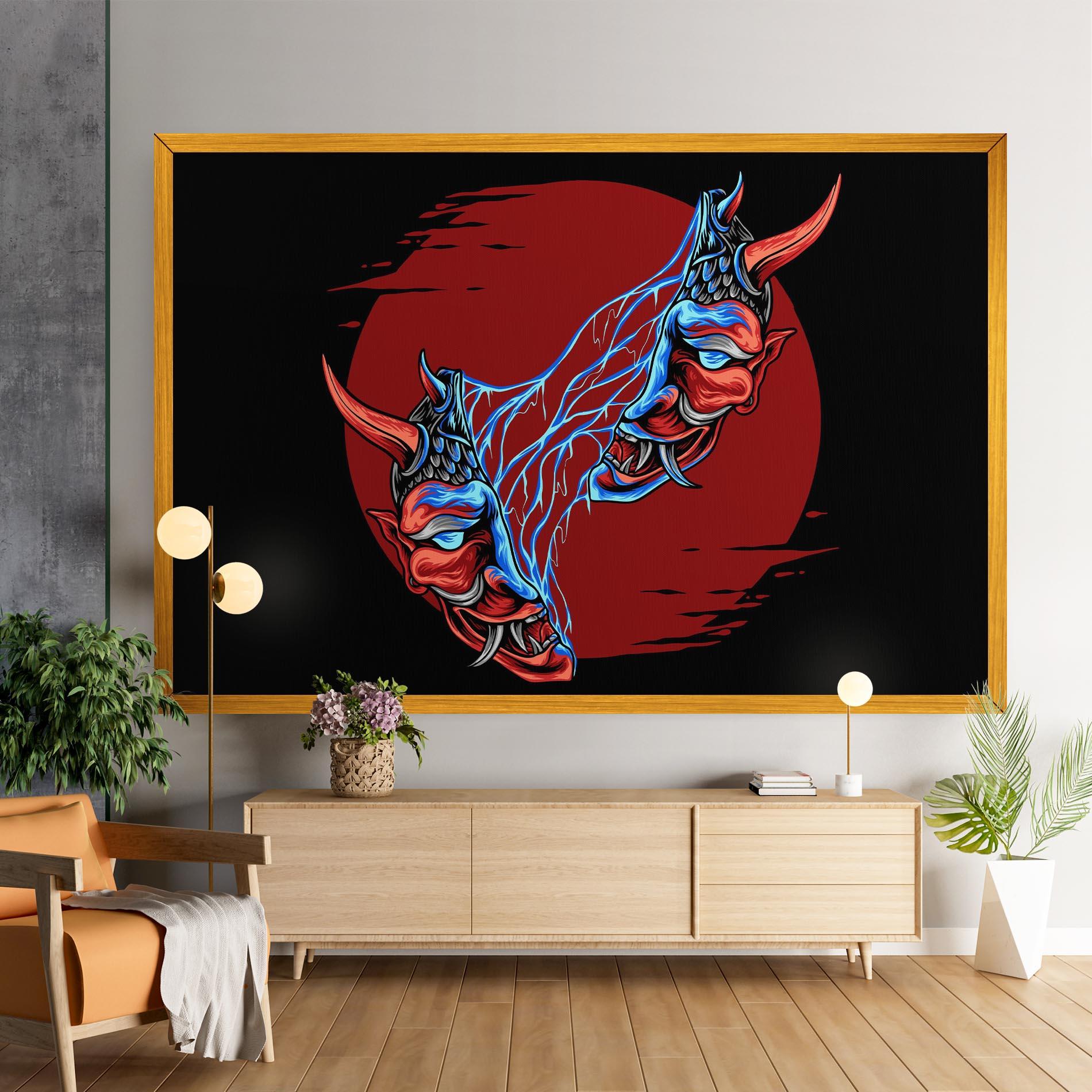 Leinwandbild Japanese Mask mockup 9