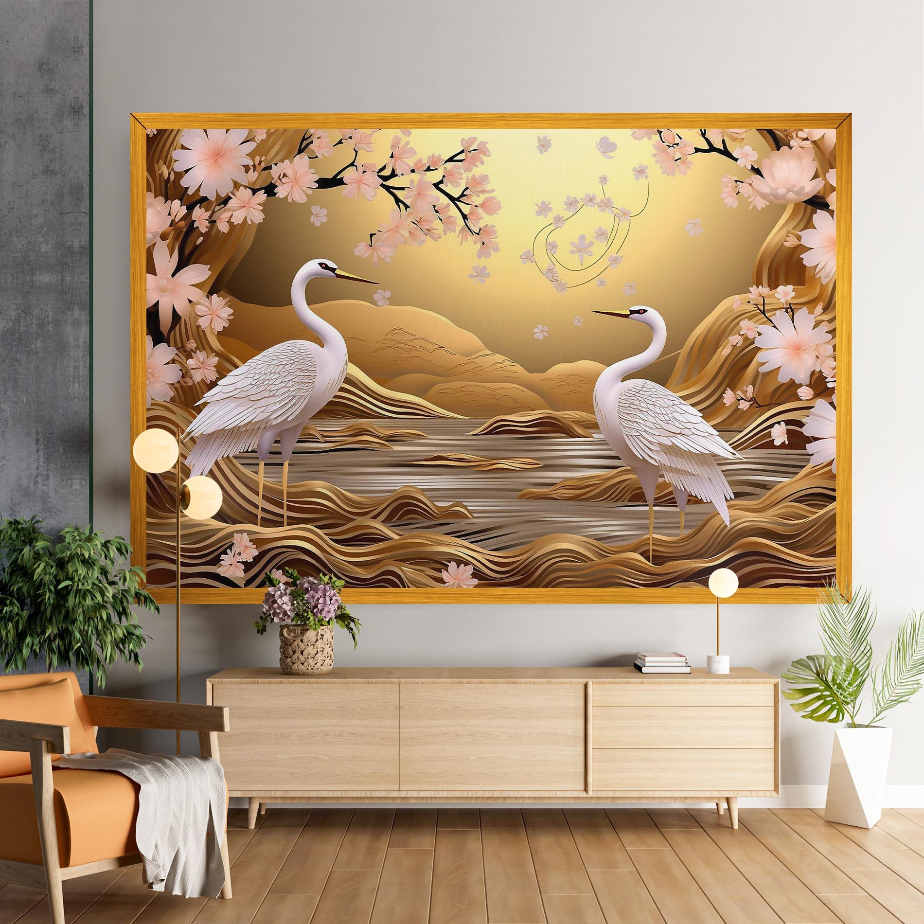 Leinwandbild Pink Chinese Flowers mockup 9