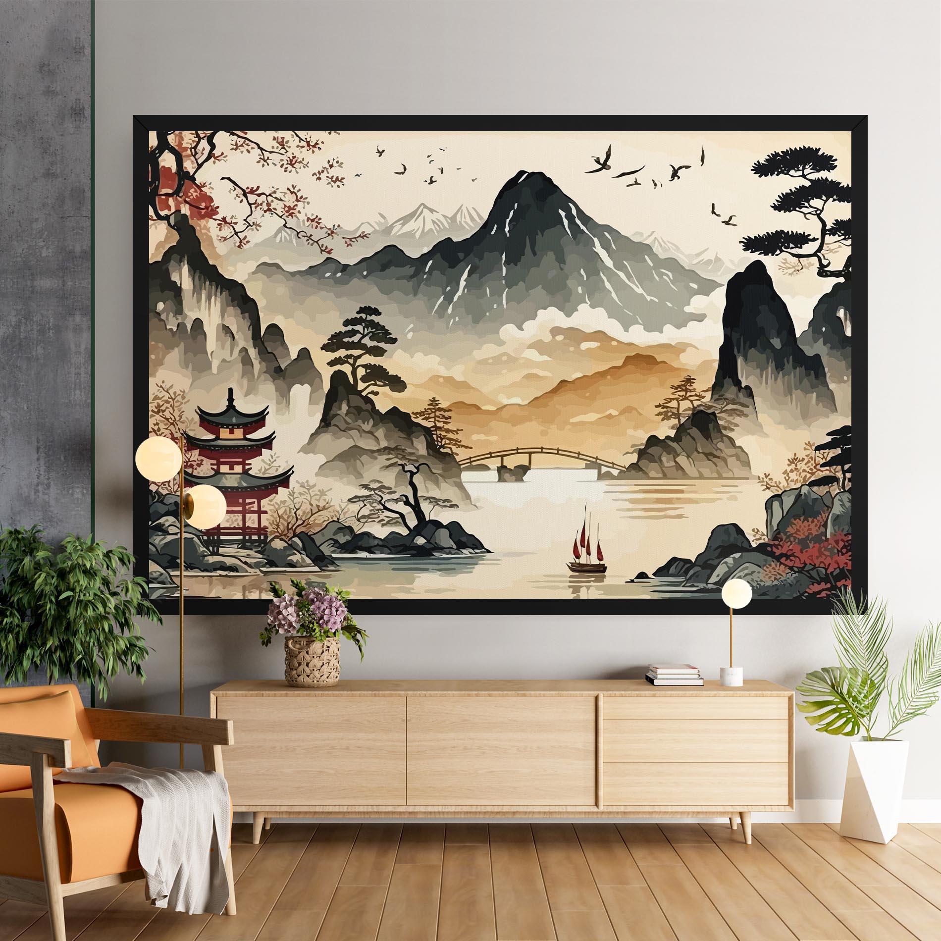 Leinwandbild Asian Mountain View mockup 9