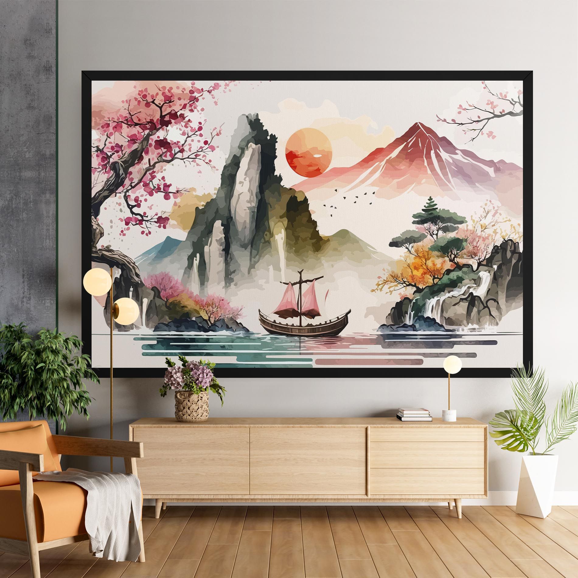 Asian Orange Sunset mockup 9