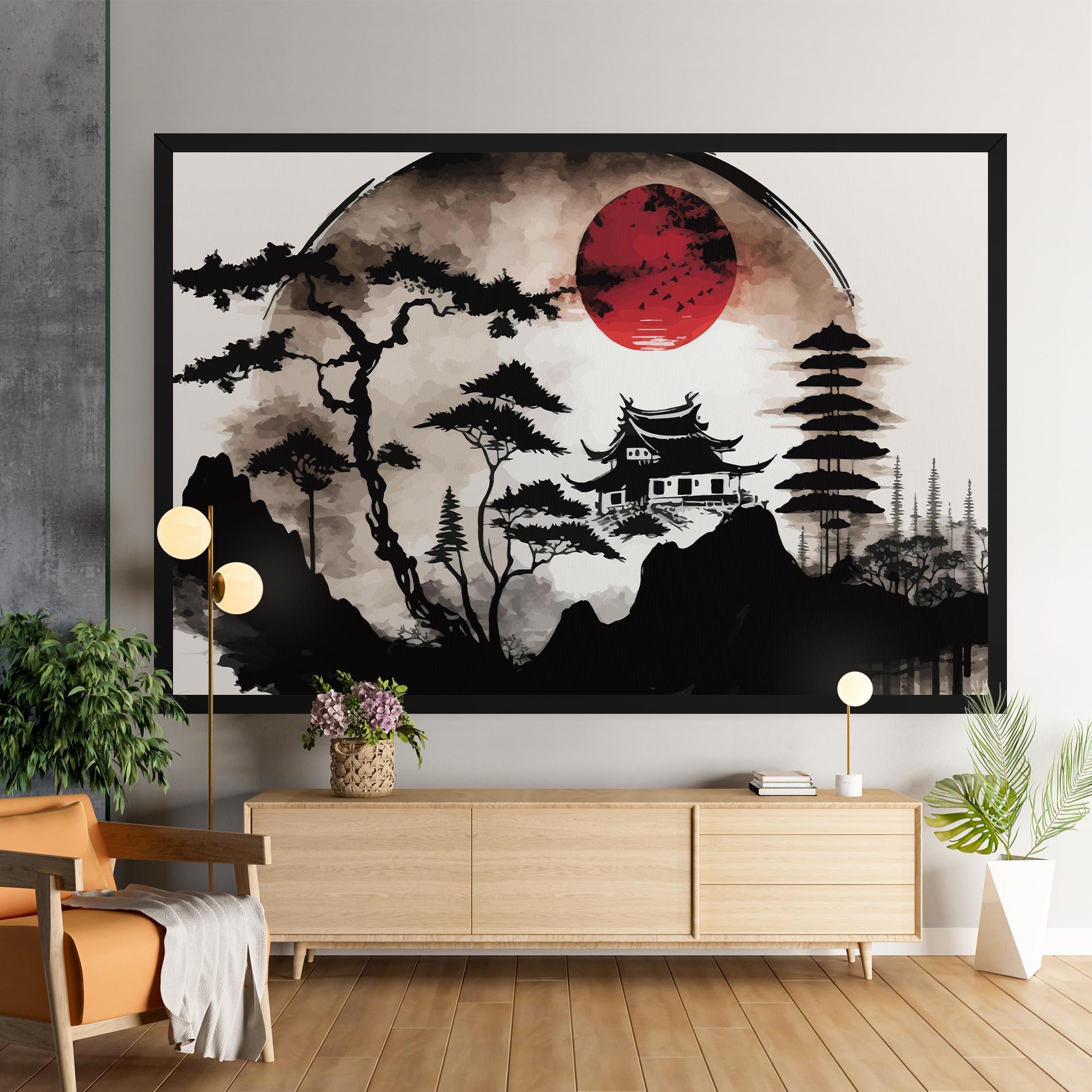Leinwandbild Asian Red Moon mockup 9