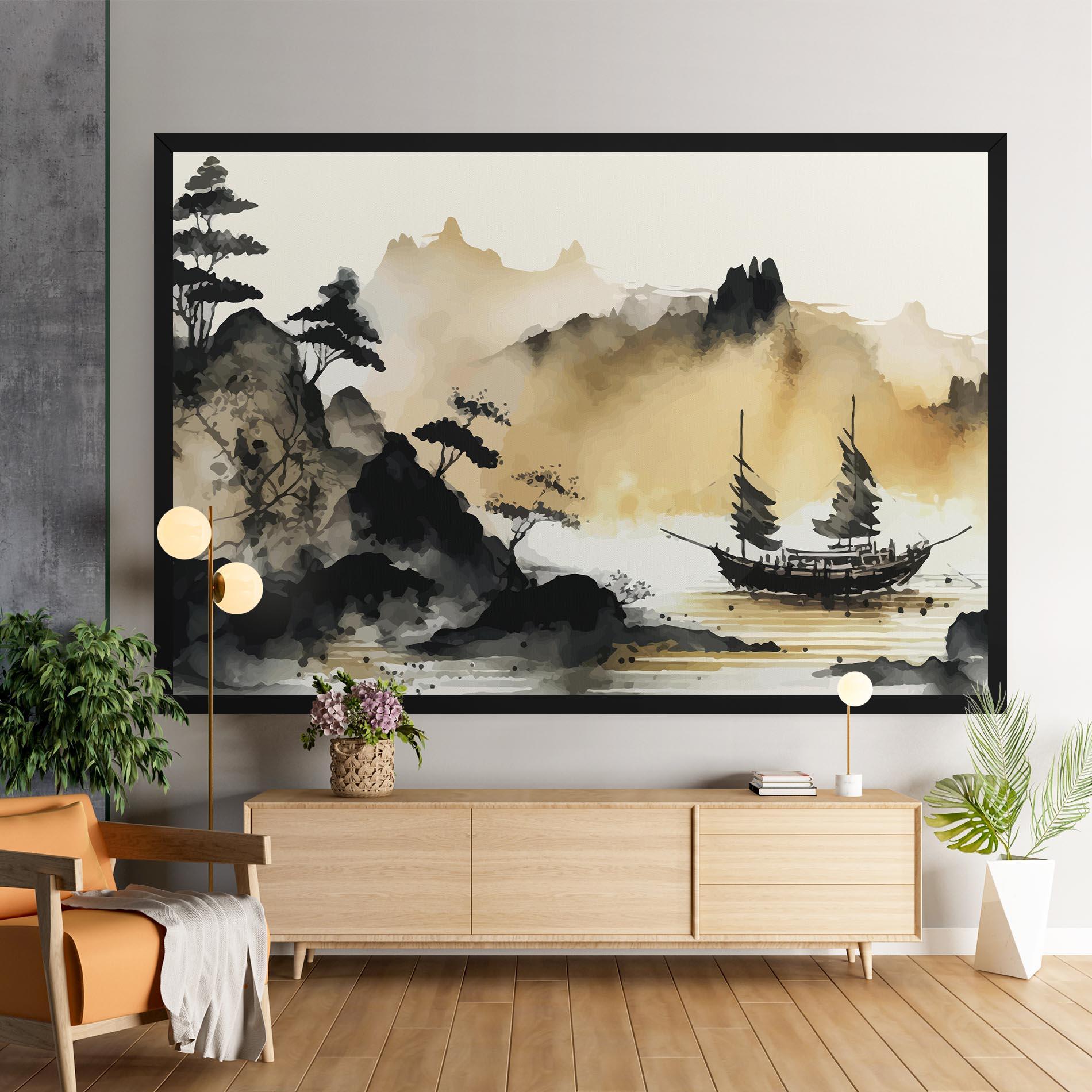 Leinwandbild Asiatic Grey Cream mockup 9