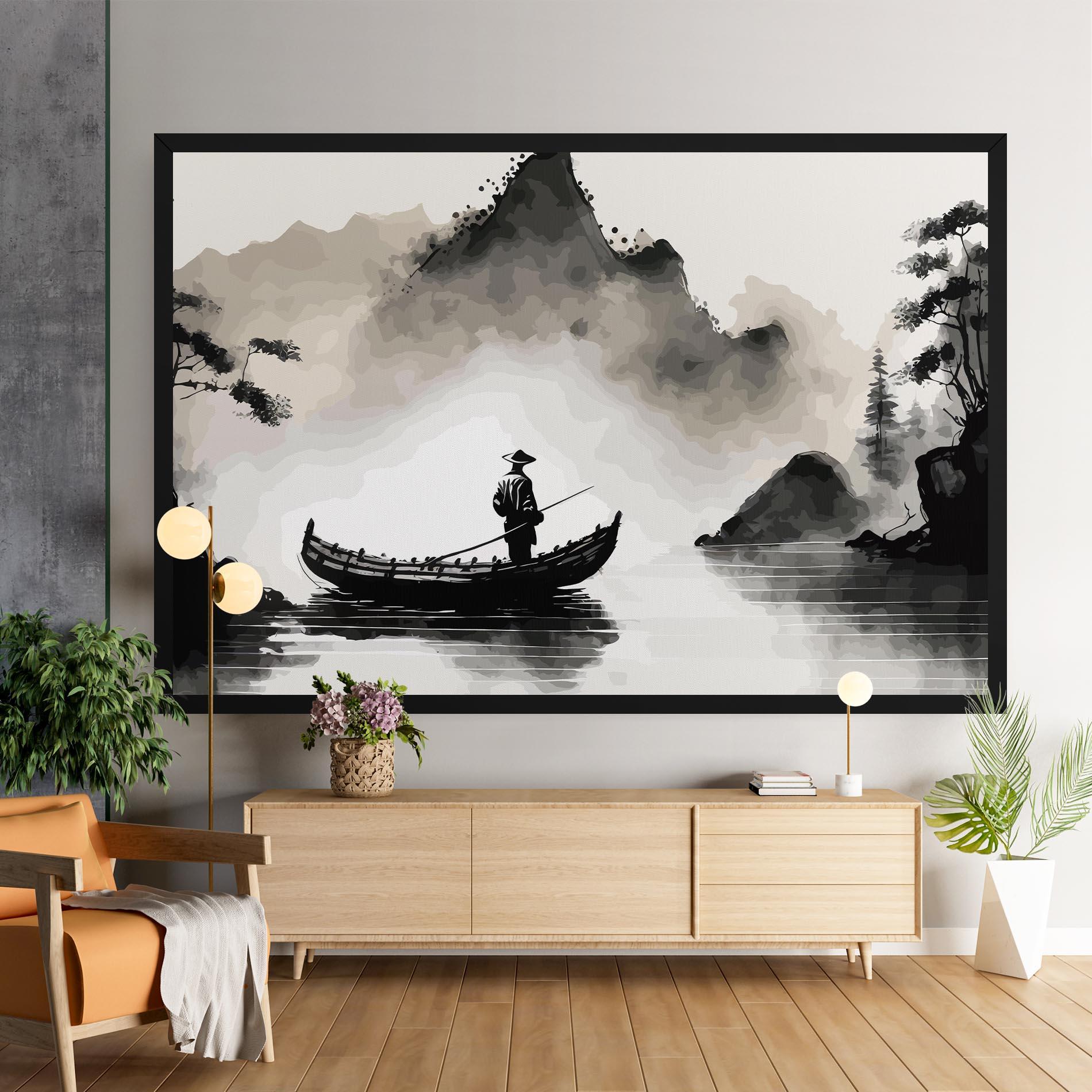 Leinwandbild Black Ink Boat mockup 9