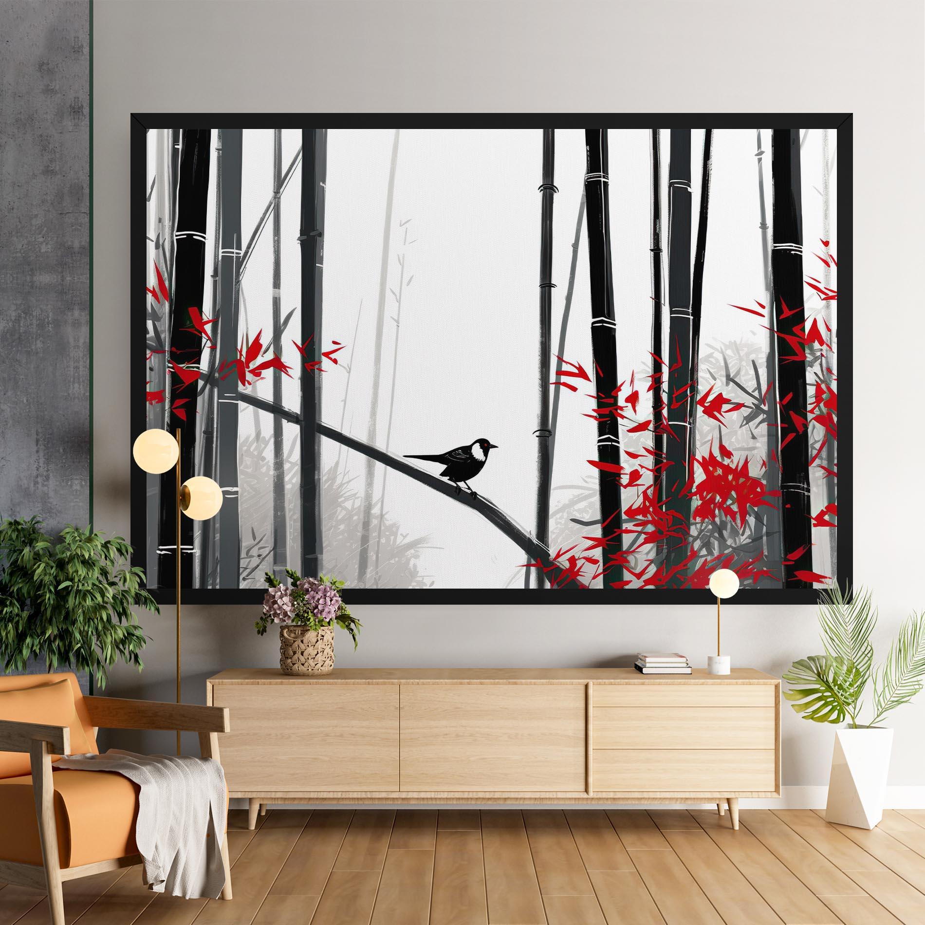 Leinwandbild Chinese Red Leafs mockup 9
