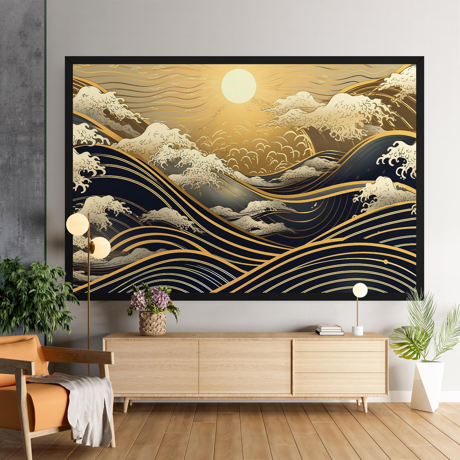 Leinwandbild Gold Waves Landscape mockup 9