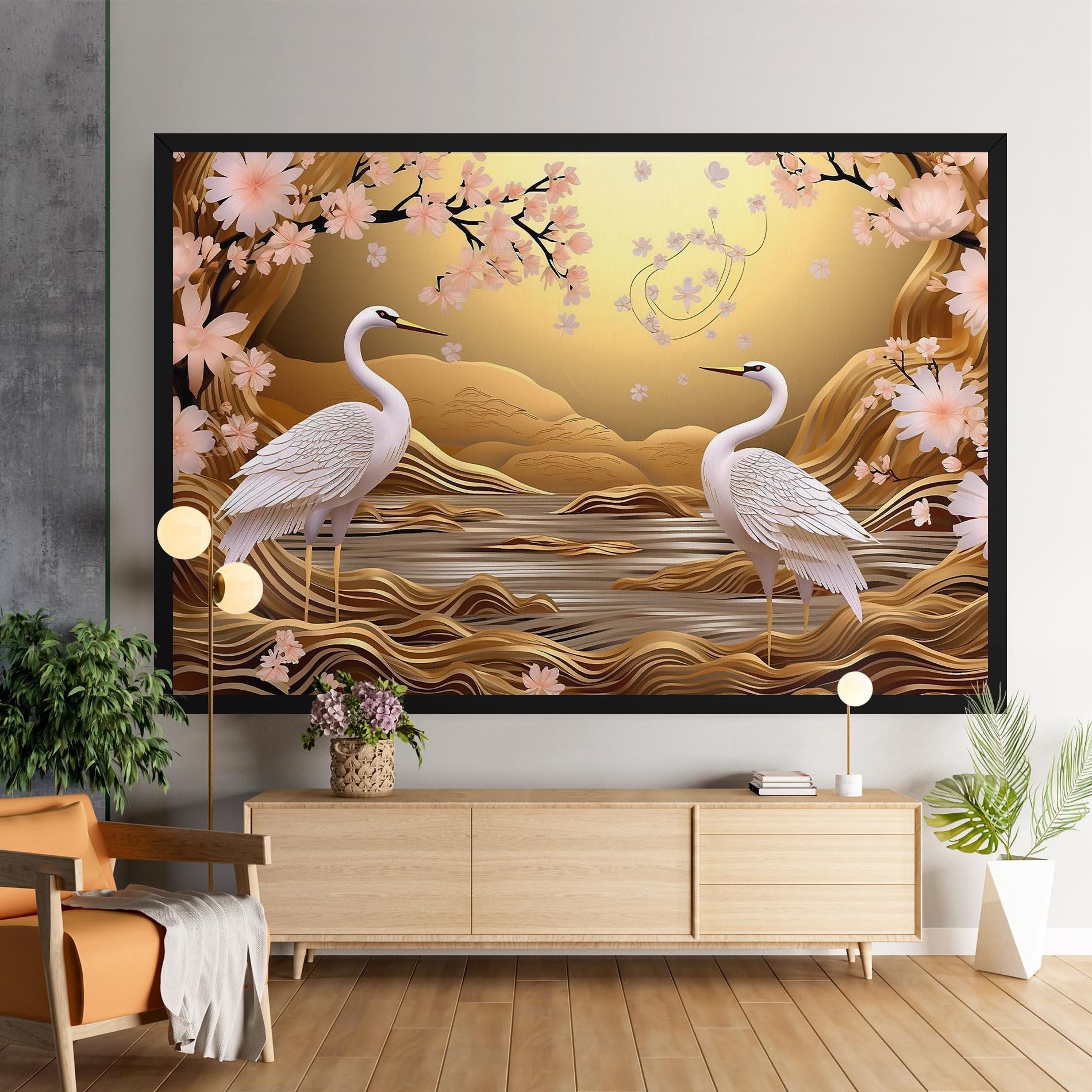 Leinwandbild Pink Chinese Flowers mockup 9