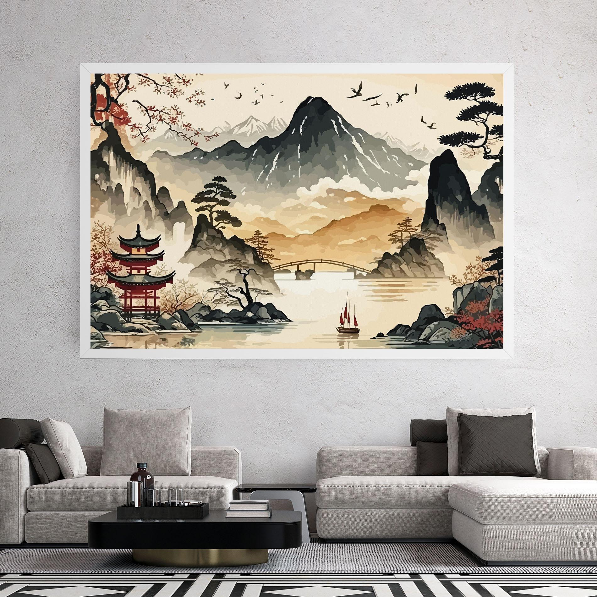 Leinwandbild Asian Mountain View mockup 2