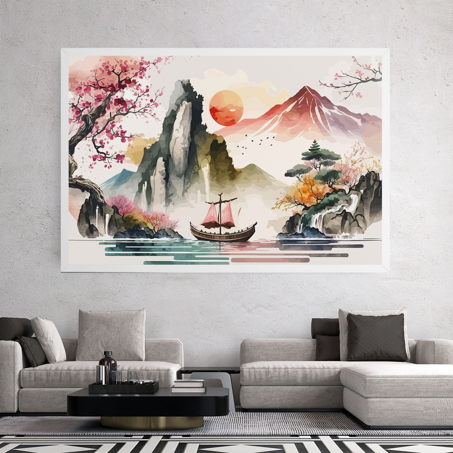 Asian Orange Sunset mockup 2