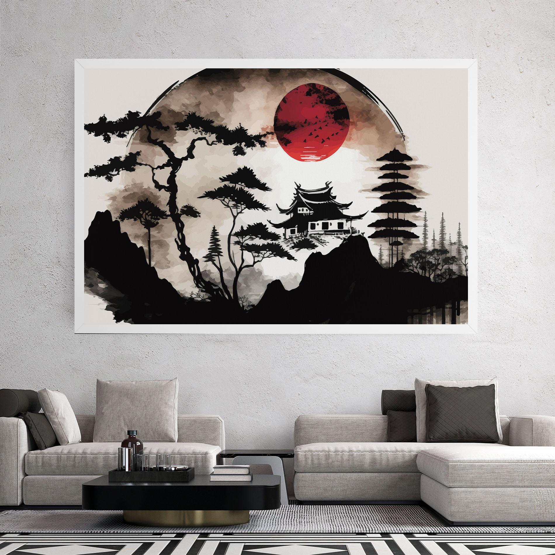 Leinwandbild Asian Red Moon mockup 2