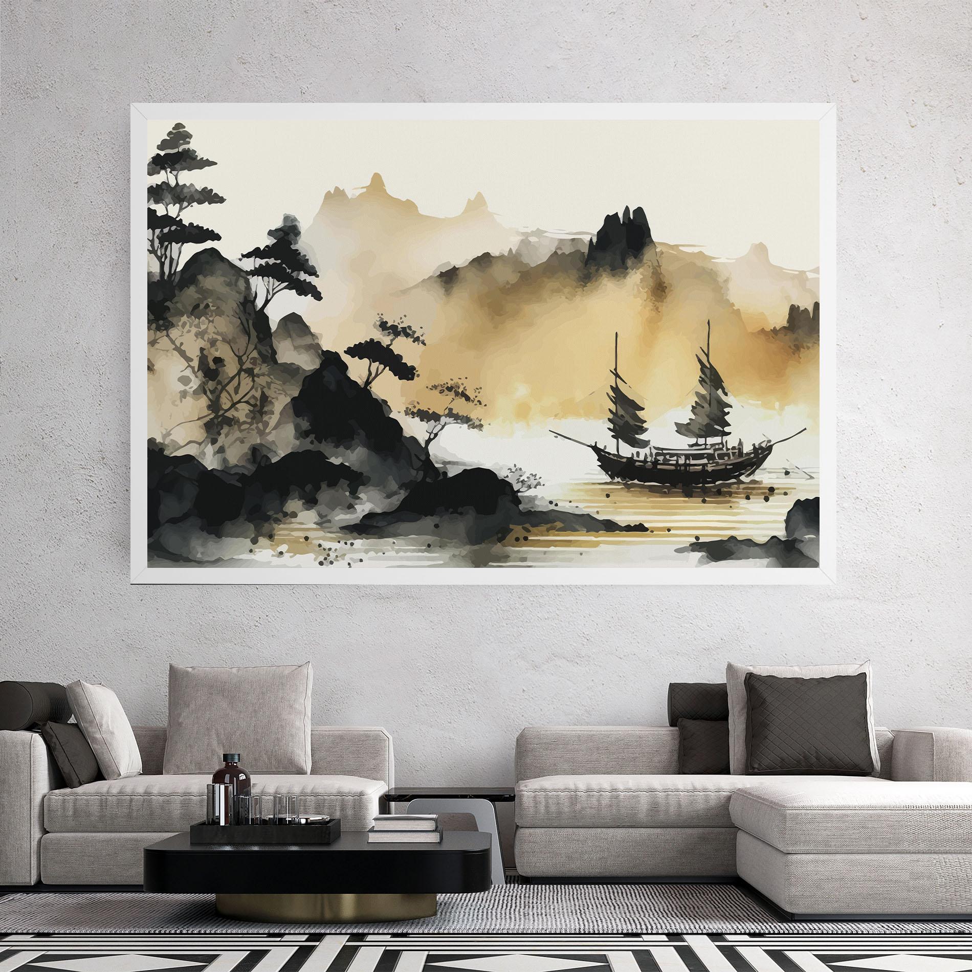 Leinwandbild Asiatic Grey Cream mockup 2