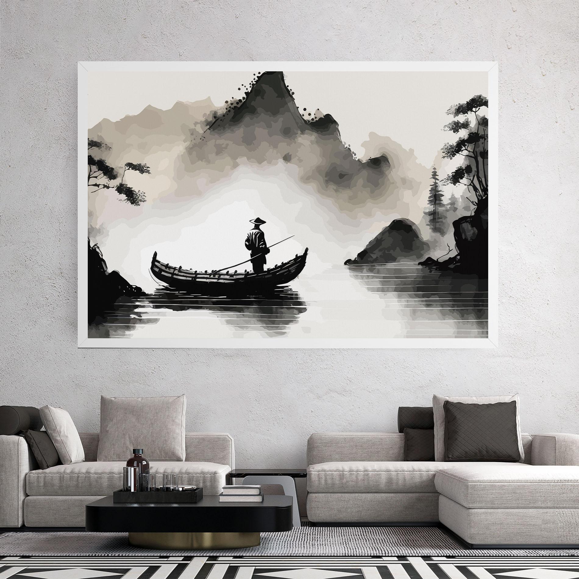 Leinwandbild Black Ink Boat mockup 2